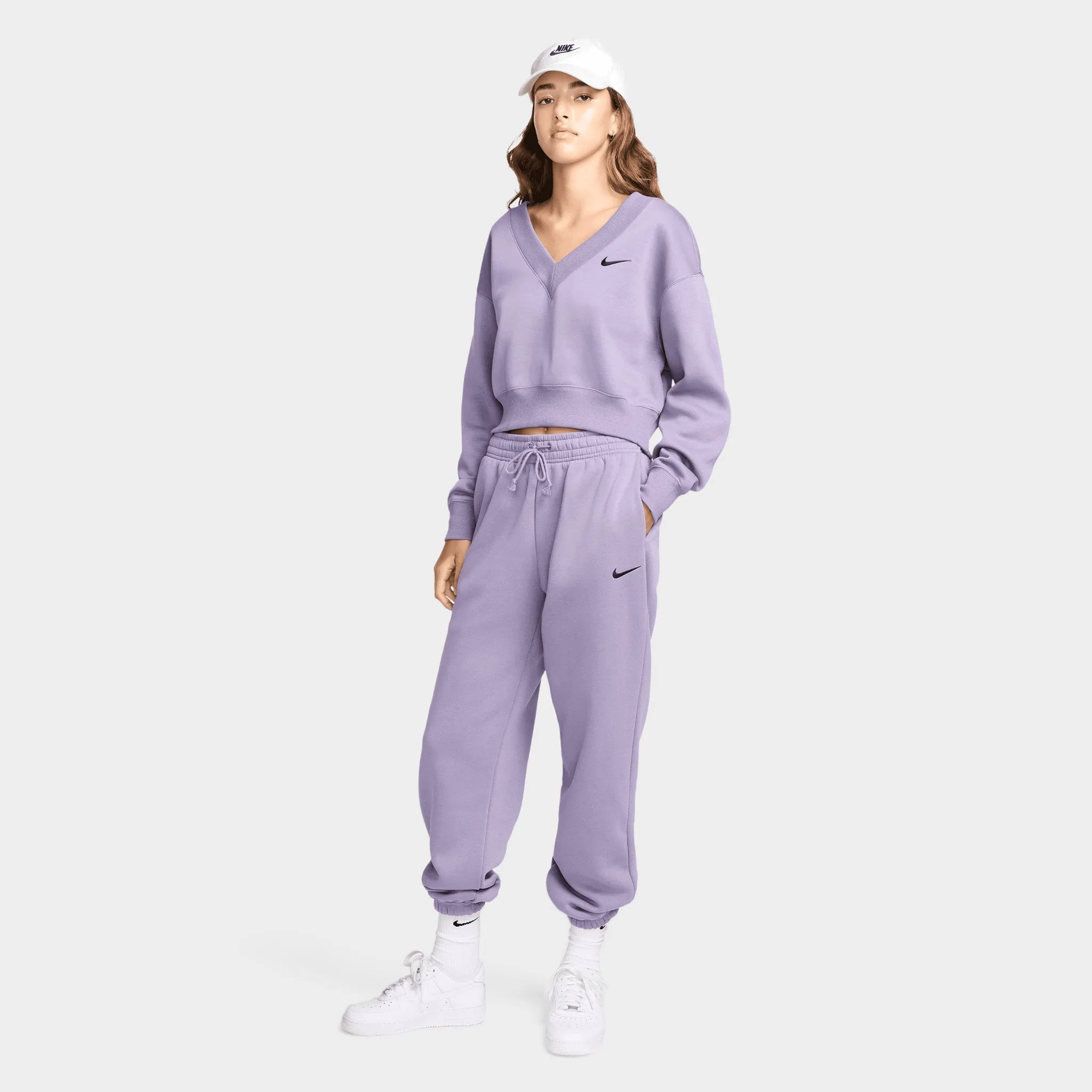 Nike Sportswear Women's Phoenix Fleece Cropped V-Neck Top Daybreak / Black sold by JD Sports product image thumbnail 5