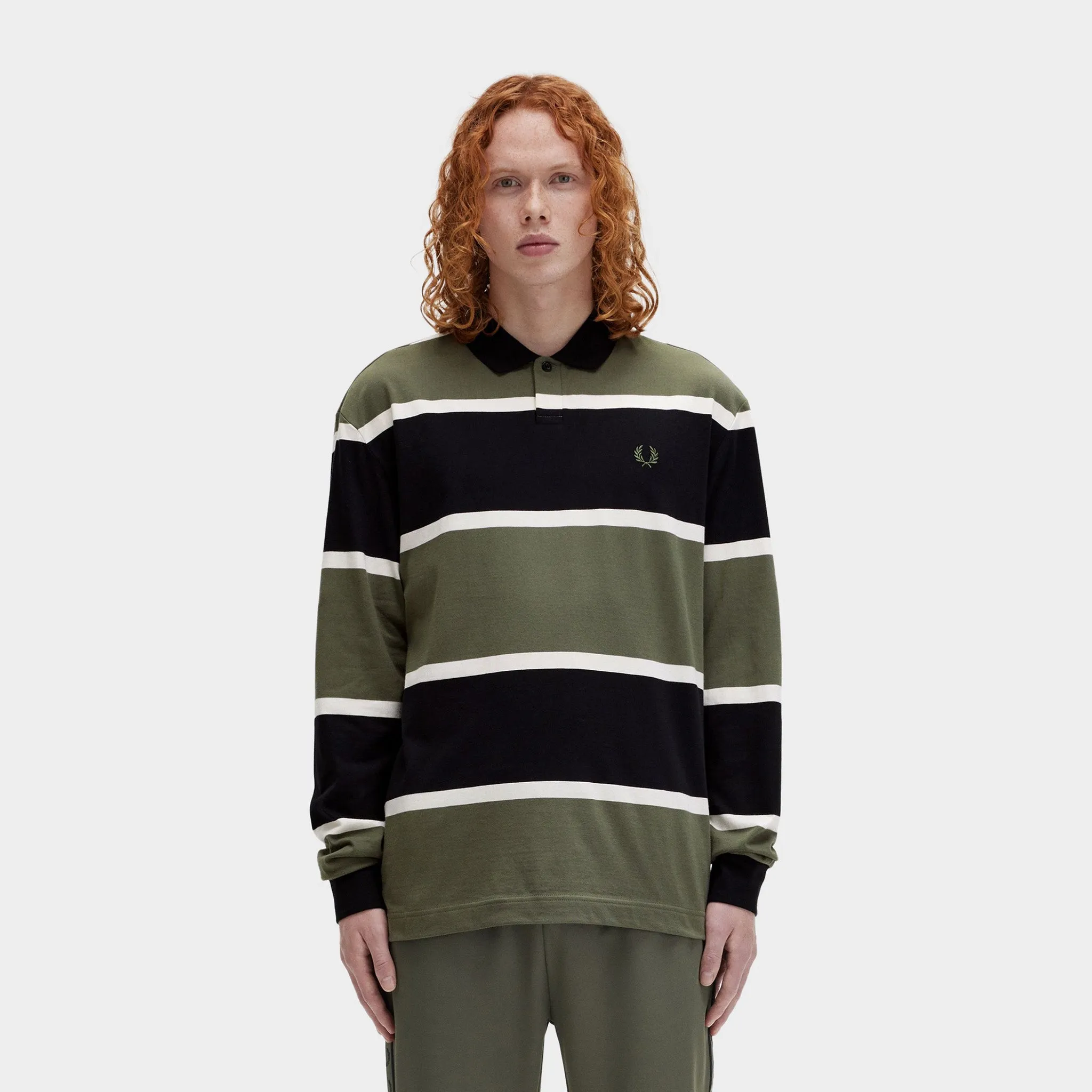 Fred Perry Striped Longsleeve Polo Laurel / Wreath Green sold by JD Sports