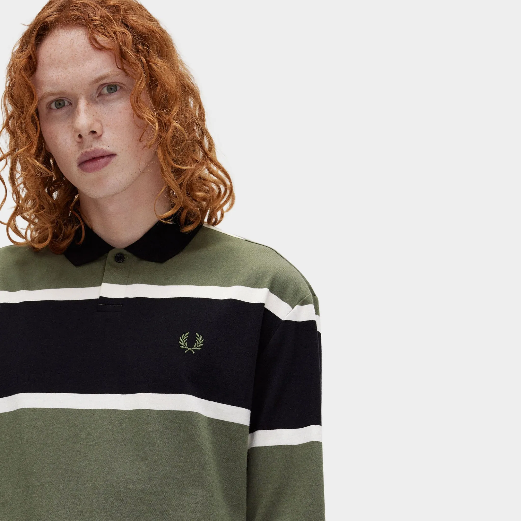 Fred Perry Striped Longsleeve Polo Laurel / Wreath Green sold by JD Sports product image thumbnail 5