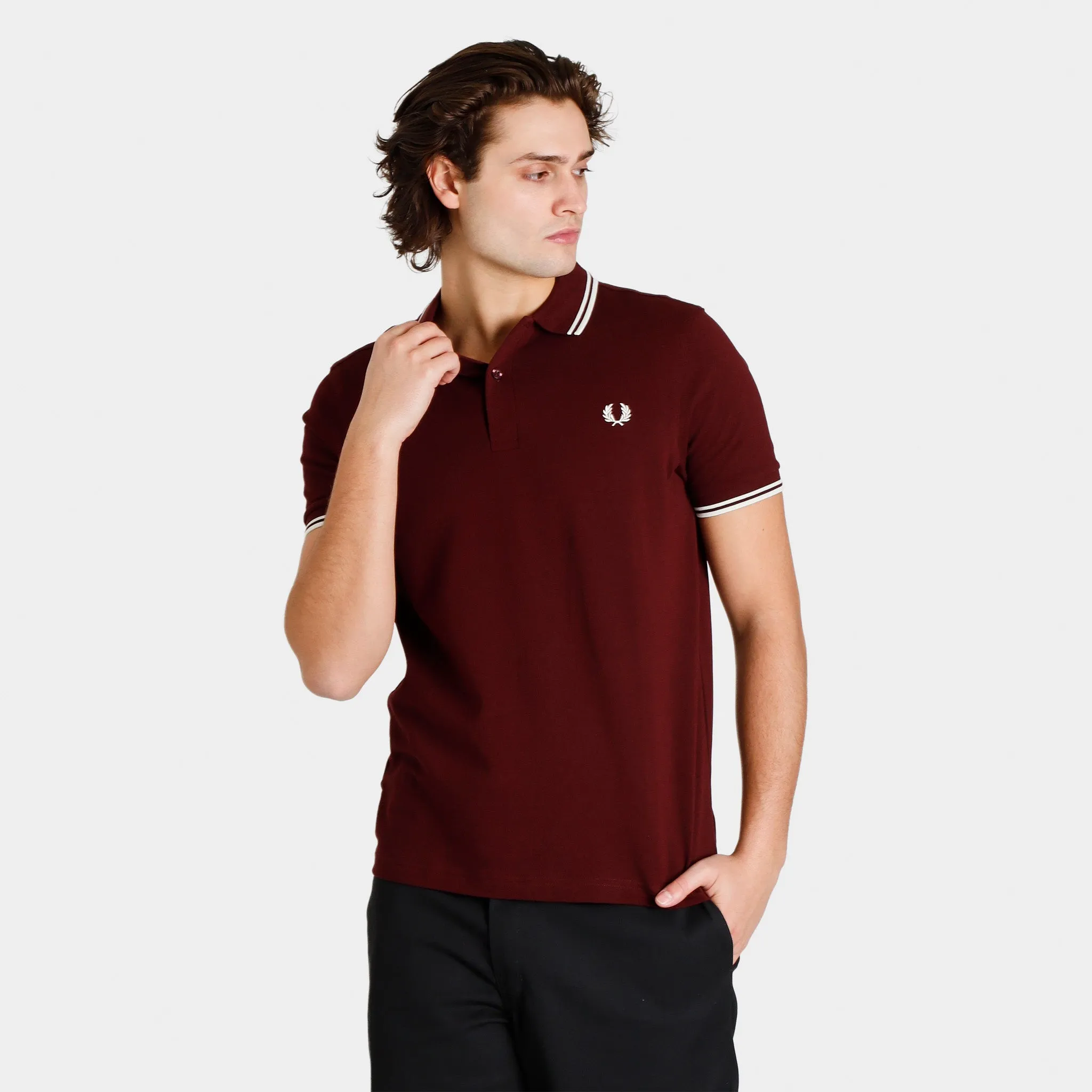 Fred Perry Twin Tipped Shirt / Oxblood sold by JD Sports