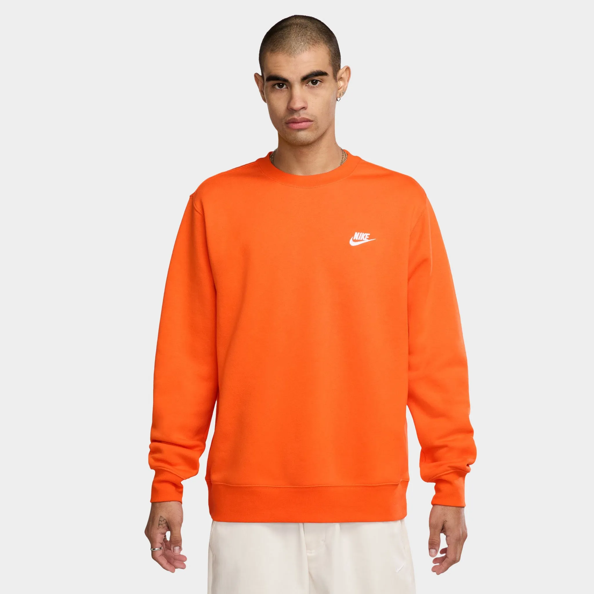 Nike Sportswear Club Fleece Crewneck Safety Orange / White sold by JD Sports