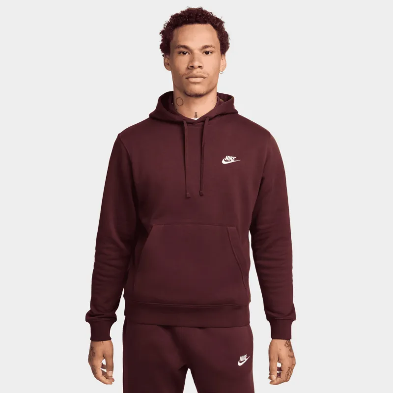 Nike Sportswear Club Fleece Pullover Hoodie Burgundy Crush / White sold by JD Sports