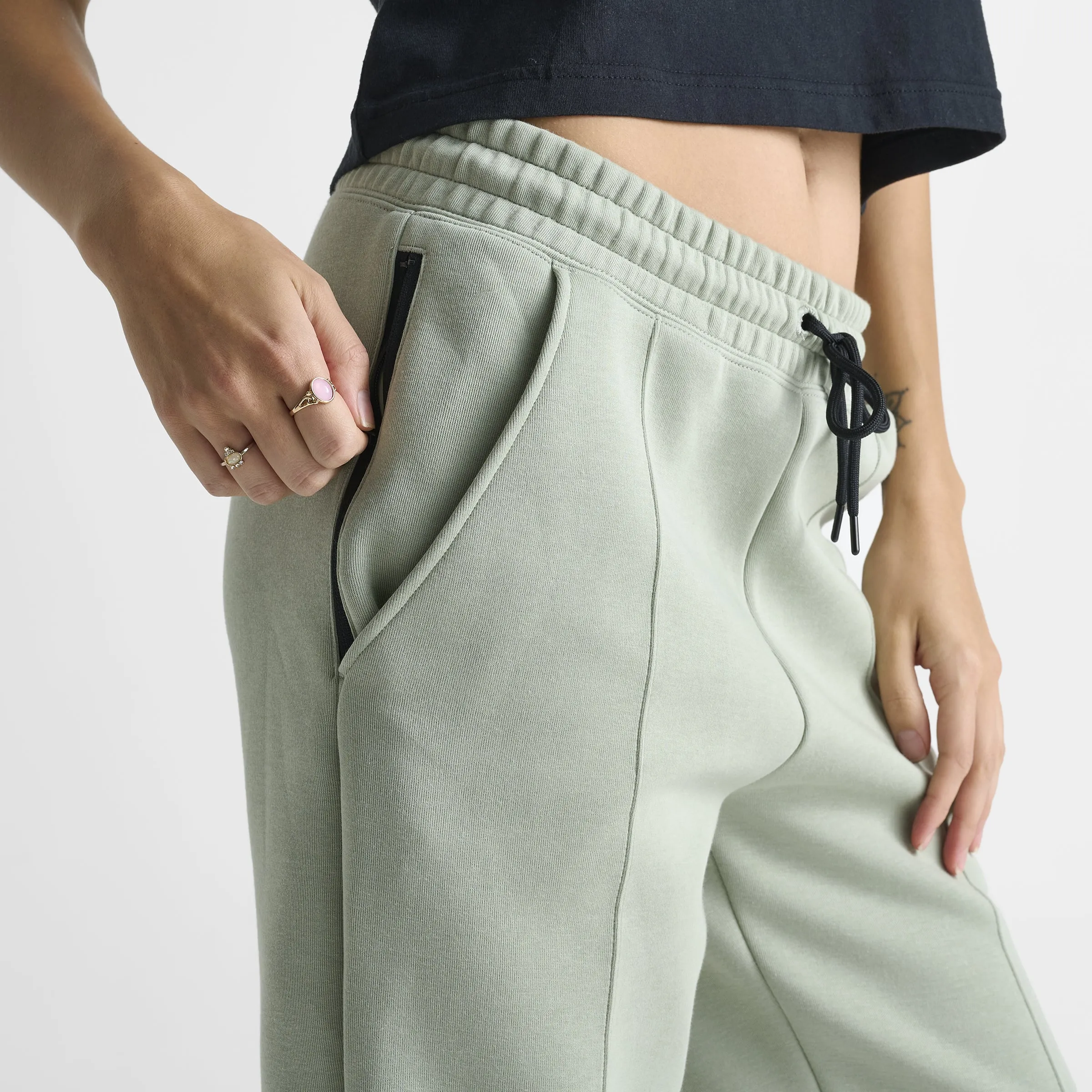 Nike Sportswear Women's Mid Rise Tech Fleece Joggers Jade Horizon / Black sold by JD Sports product image thumbnail 3