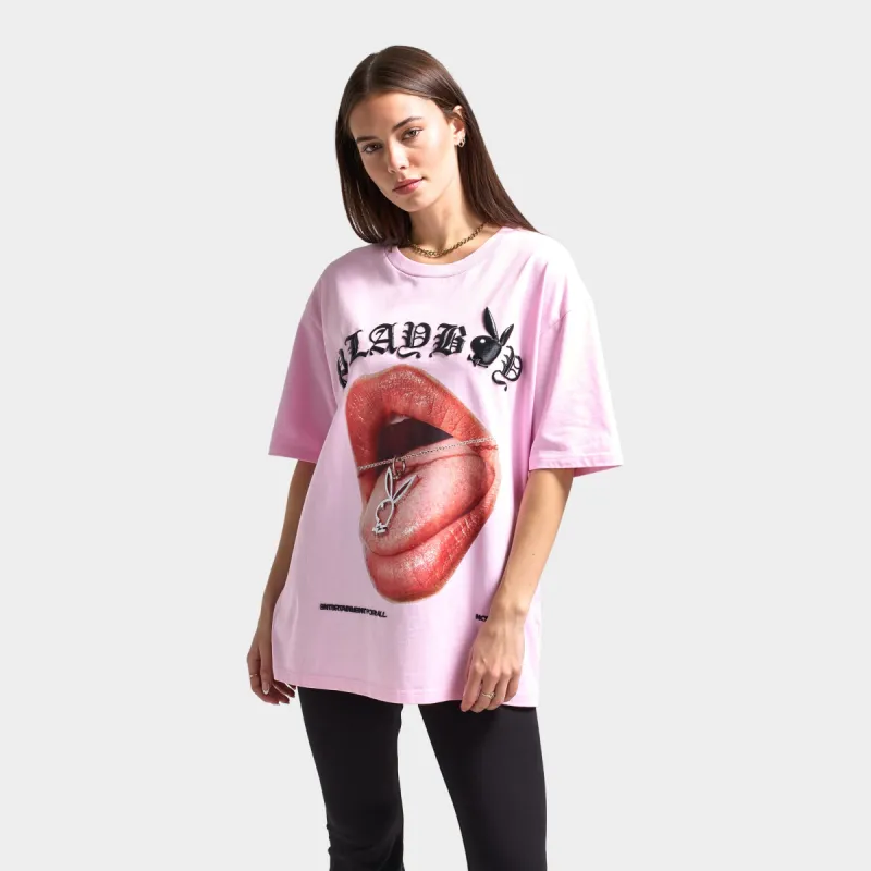 Playboy Women's Bunny Necklace Oversized Graphic T-shirt / Pink sold by JD Sports