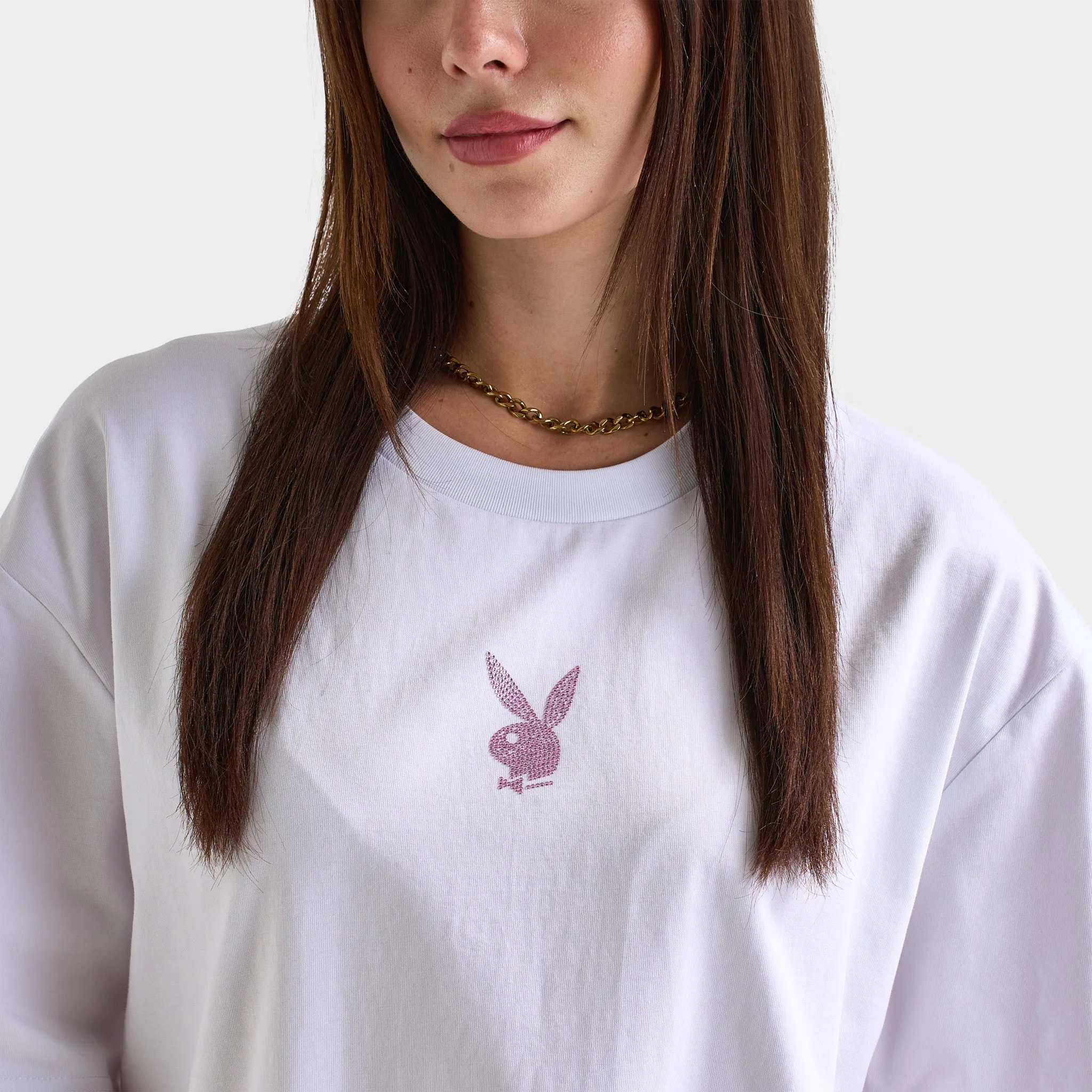 Playboy Women's Diamonte Oversized Graphic Tee / White sold by JD Sports product image thumbnail 4