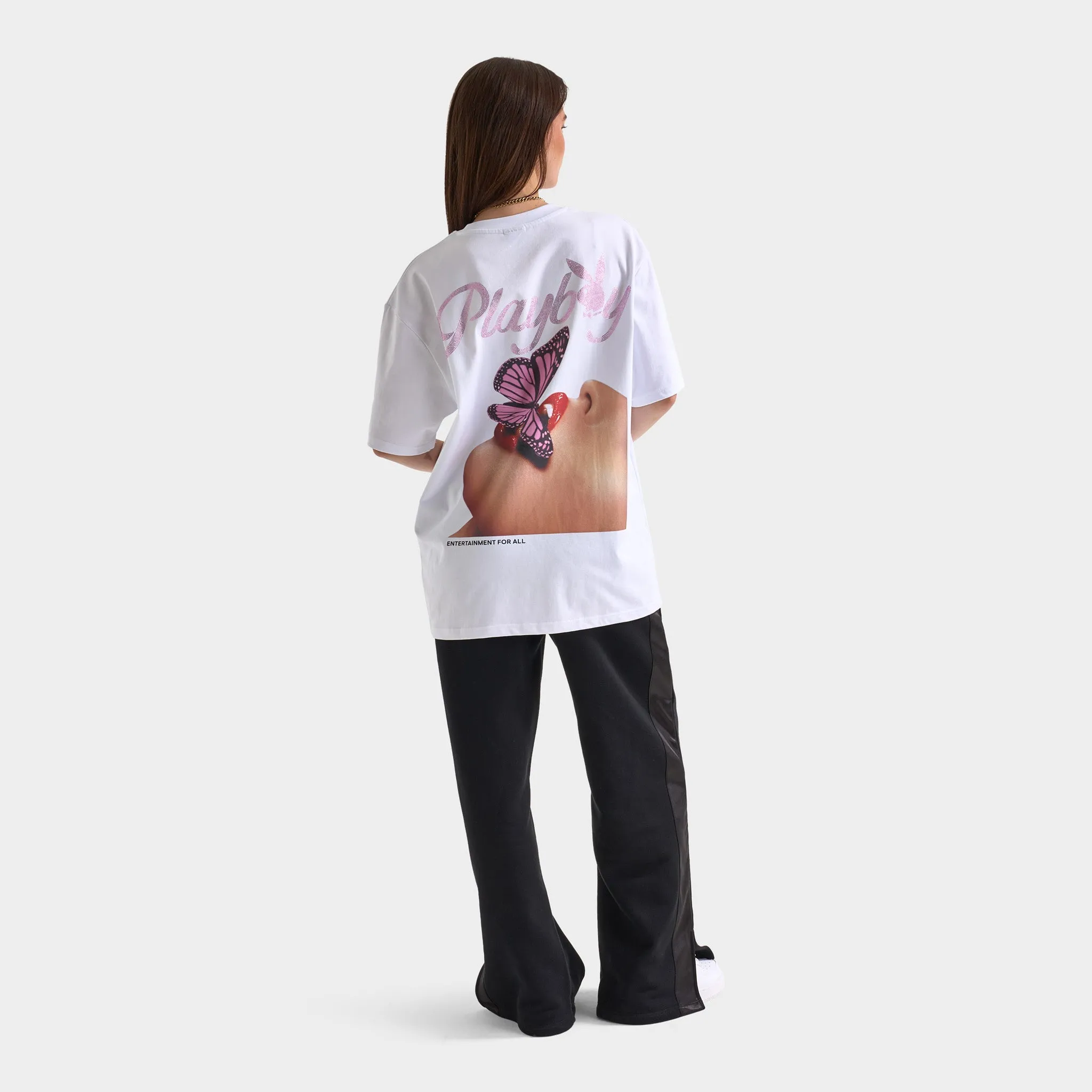 Playboy Women's Diamonte Oversized Graphic Tee / White sold by JD Sports product image thumbnail 5