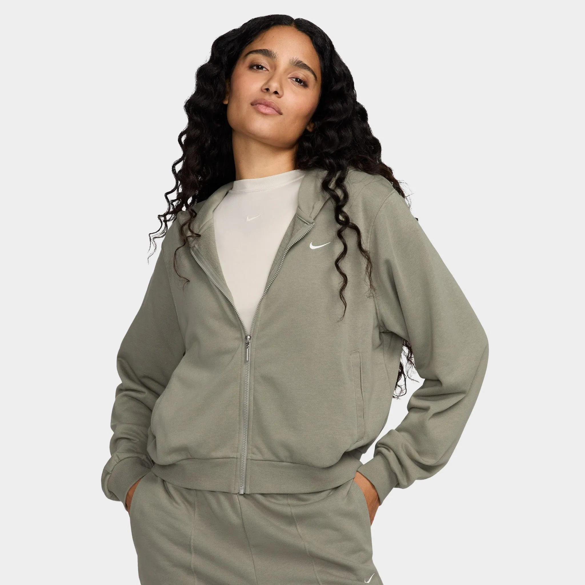 Nike Sportswear Women's Loose Full-Zip French Terry Hoodie Light Army / Sail sold by JD Sports