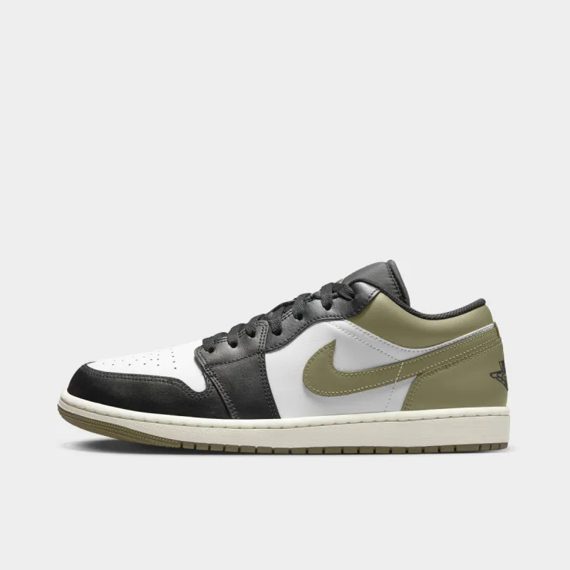 Jordan 1 Low Black / White - Medium Olive sold by JD Sports