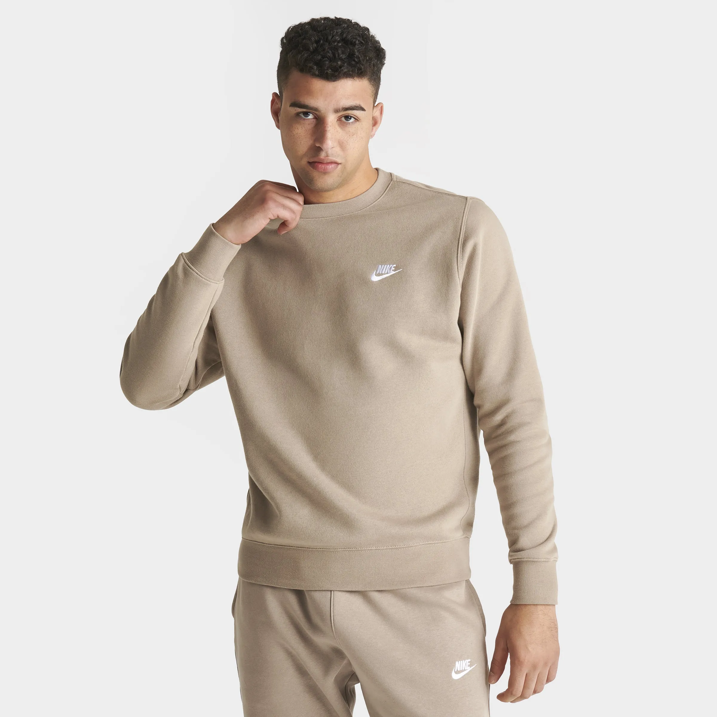 Nike Sportswear Club Fleece Crewneck Khaki / White sold by JD Sports product image thumbnail 4