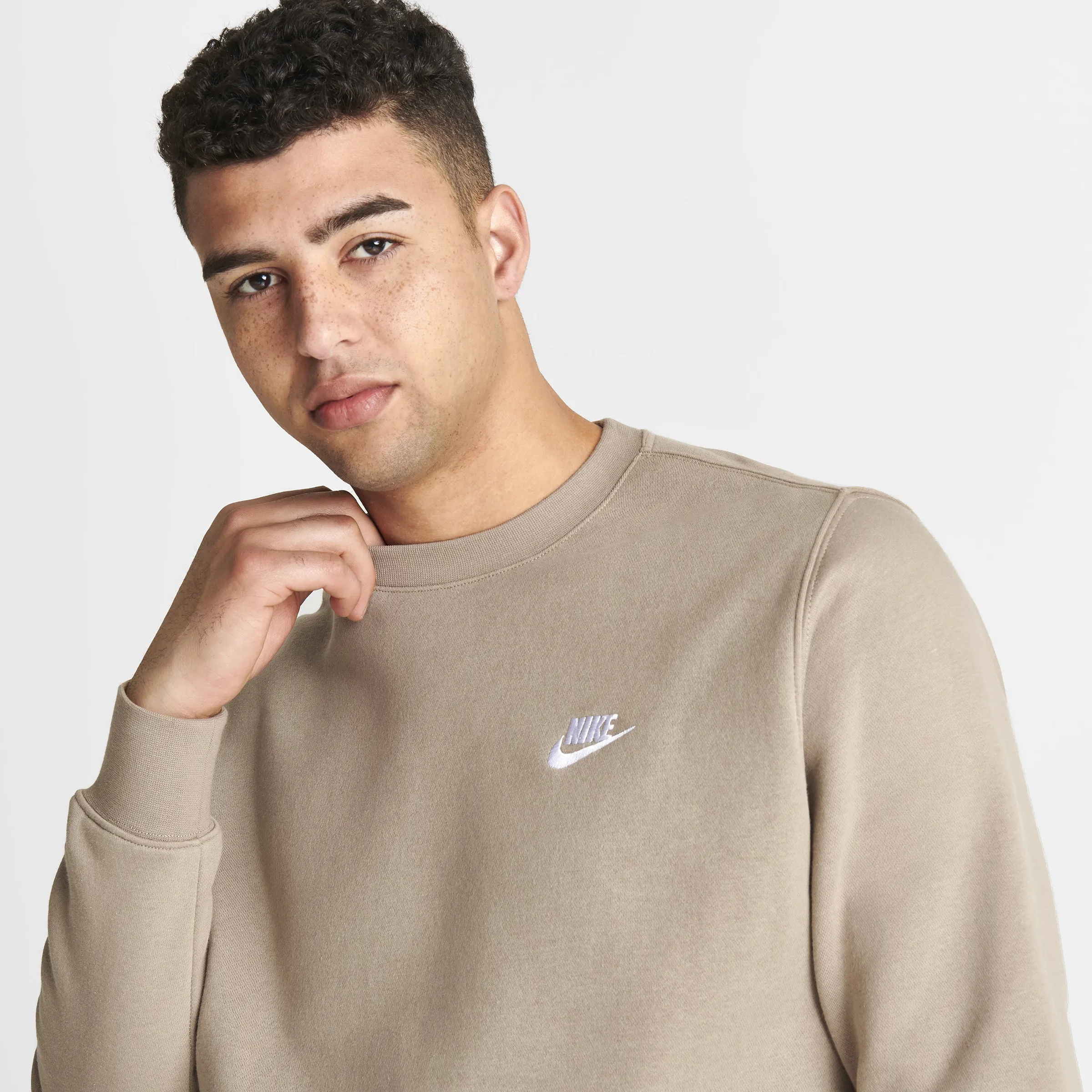 Nike Sportswear Club Fleece Crewneck Khaki / White sold by JD Sports product image thumbnail 3