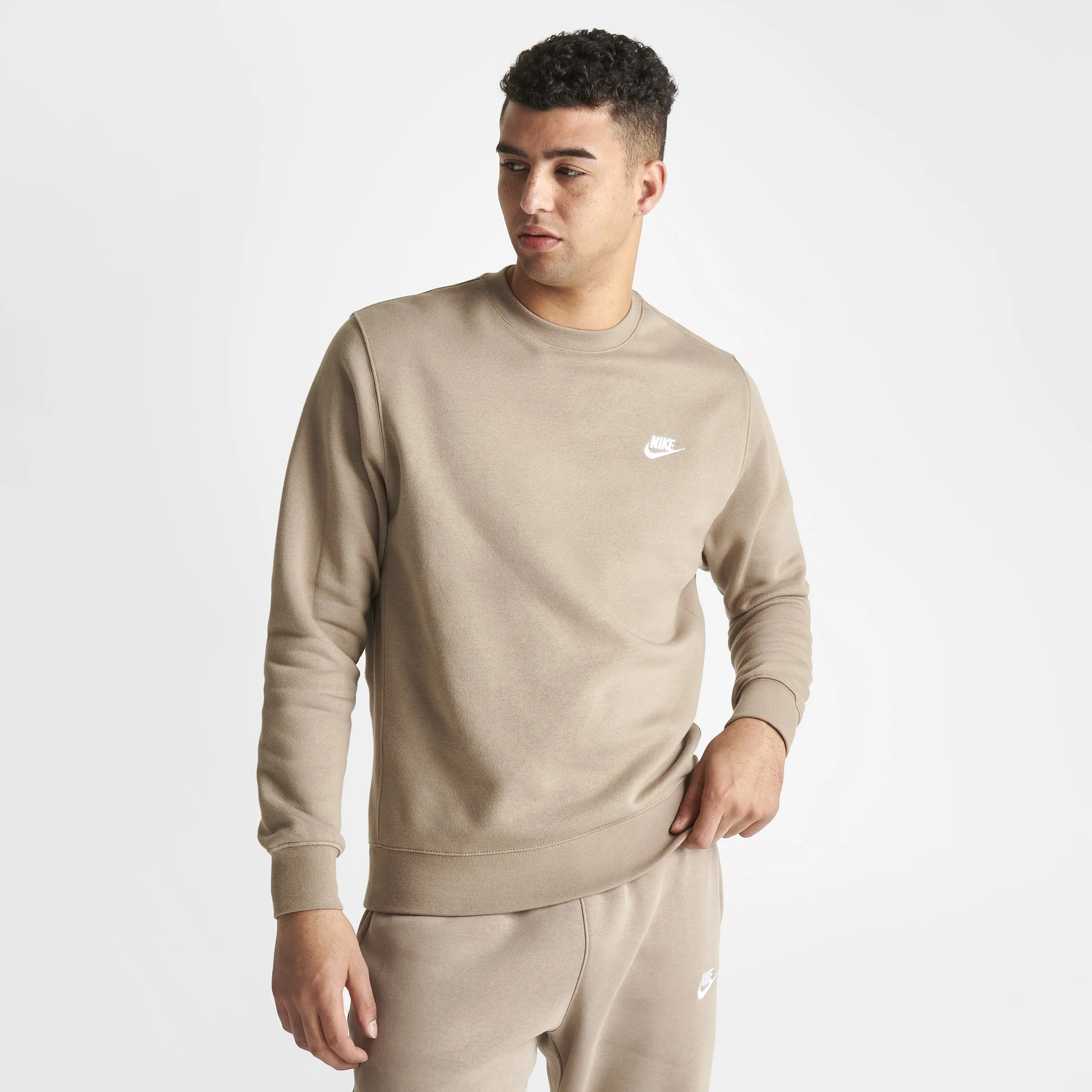 Nike Sportswear Club Fleece Crewneck Khaki / White sold by JD Sports