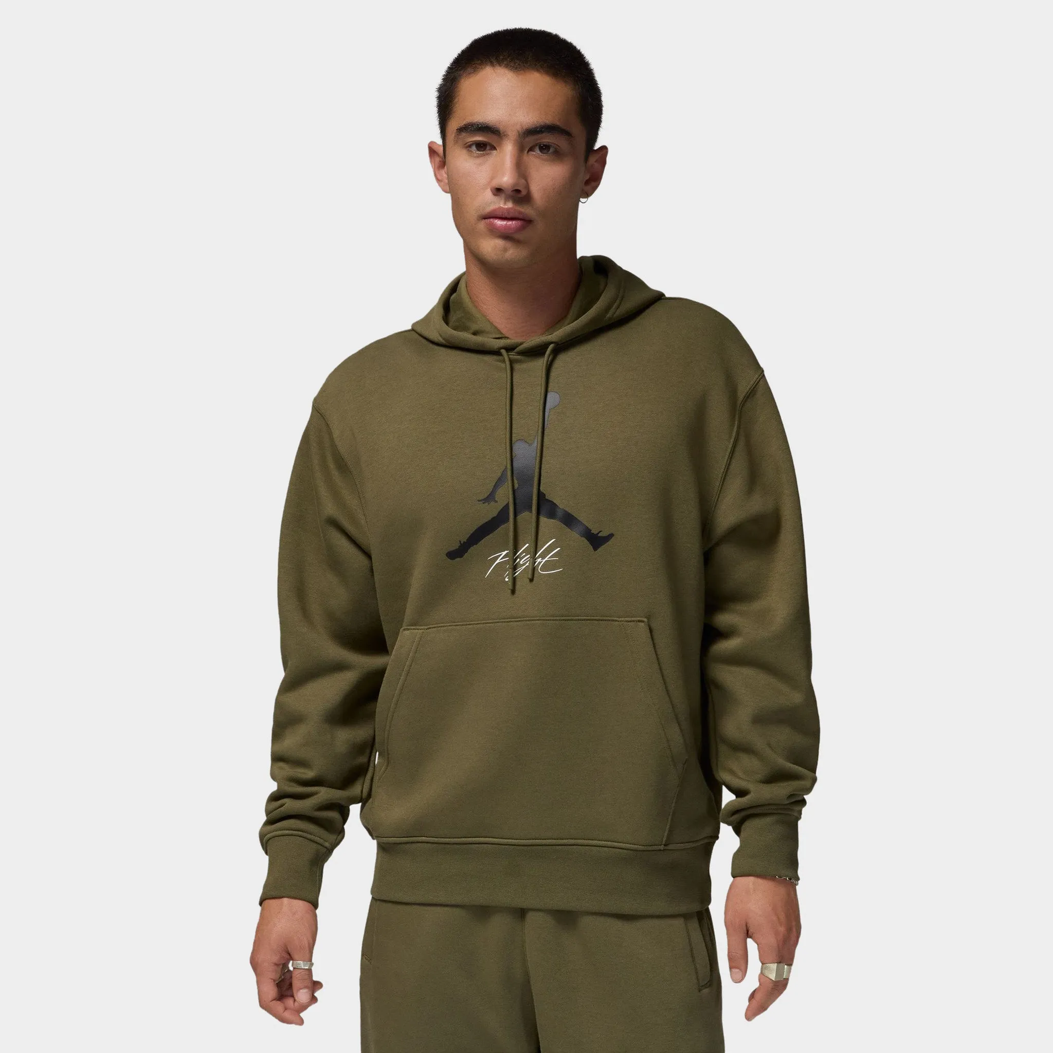 Jordan Essentials Fleece Baseline Hoodie Medium Olive / Black - White sold by JD Sports