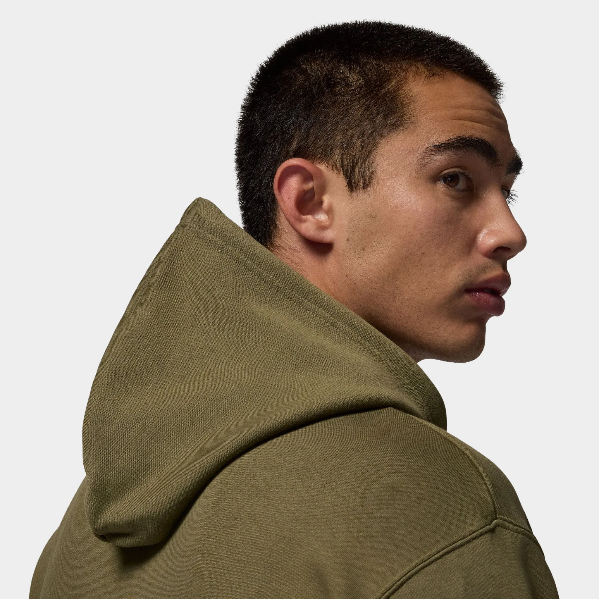 Jordan Essentials Fleece Baseline Hoodie Medium Olive / Black - White sold by JD Sports product image thumbnail 3