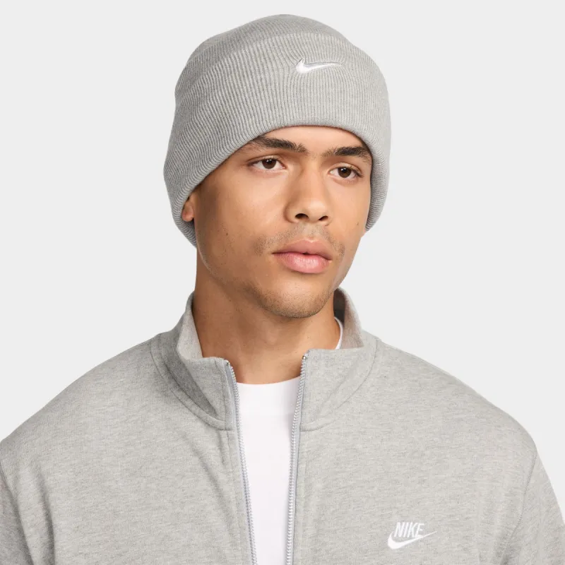 Nike Peak Swoosh Beanie Grey Heather / White sold by JD Sports