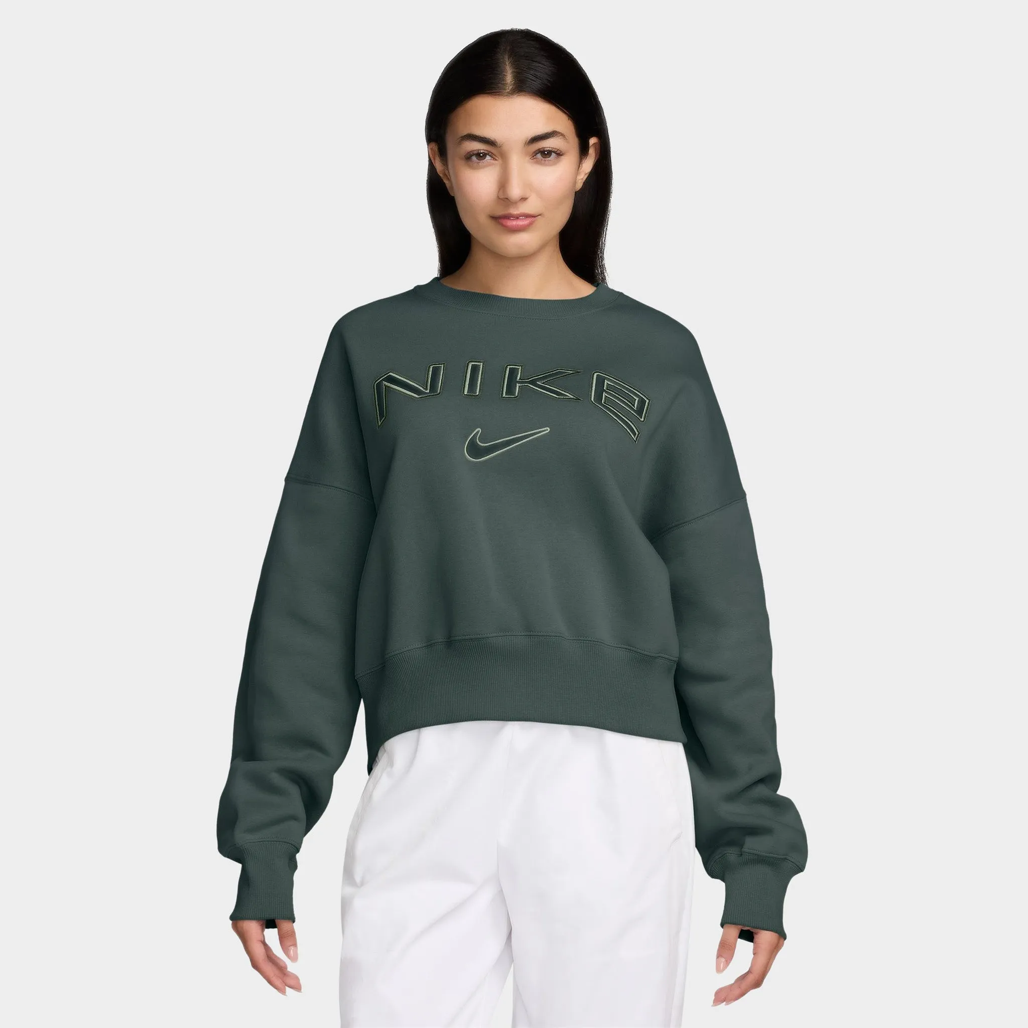 Nike Sportswear Women's Phoenix Fleece Over-Oversized Crewneck Vintage Green / Jade Horizon sold by JD Sports