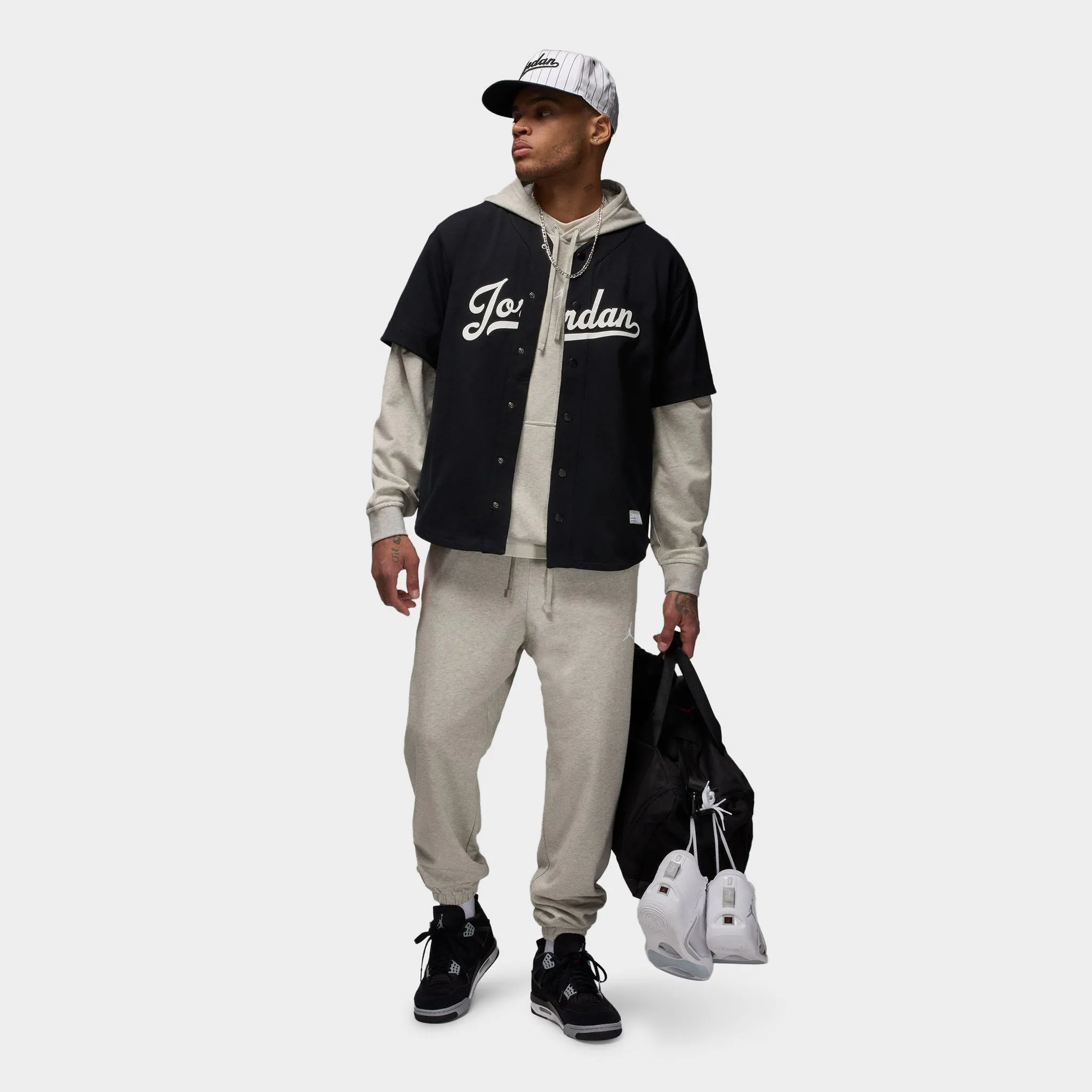 Jordan Dri-FIT Sport Crossover Fleece Pullover Hoodie Grey Heather / White sold by JD Sports product image thumbnail 5