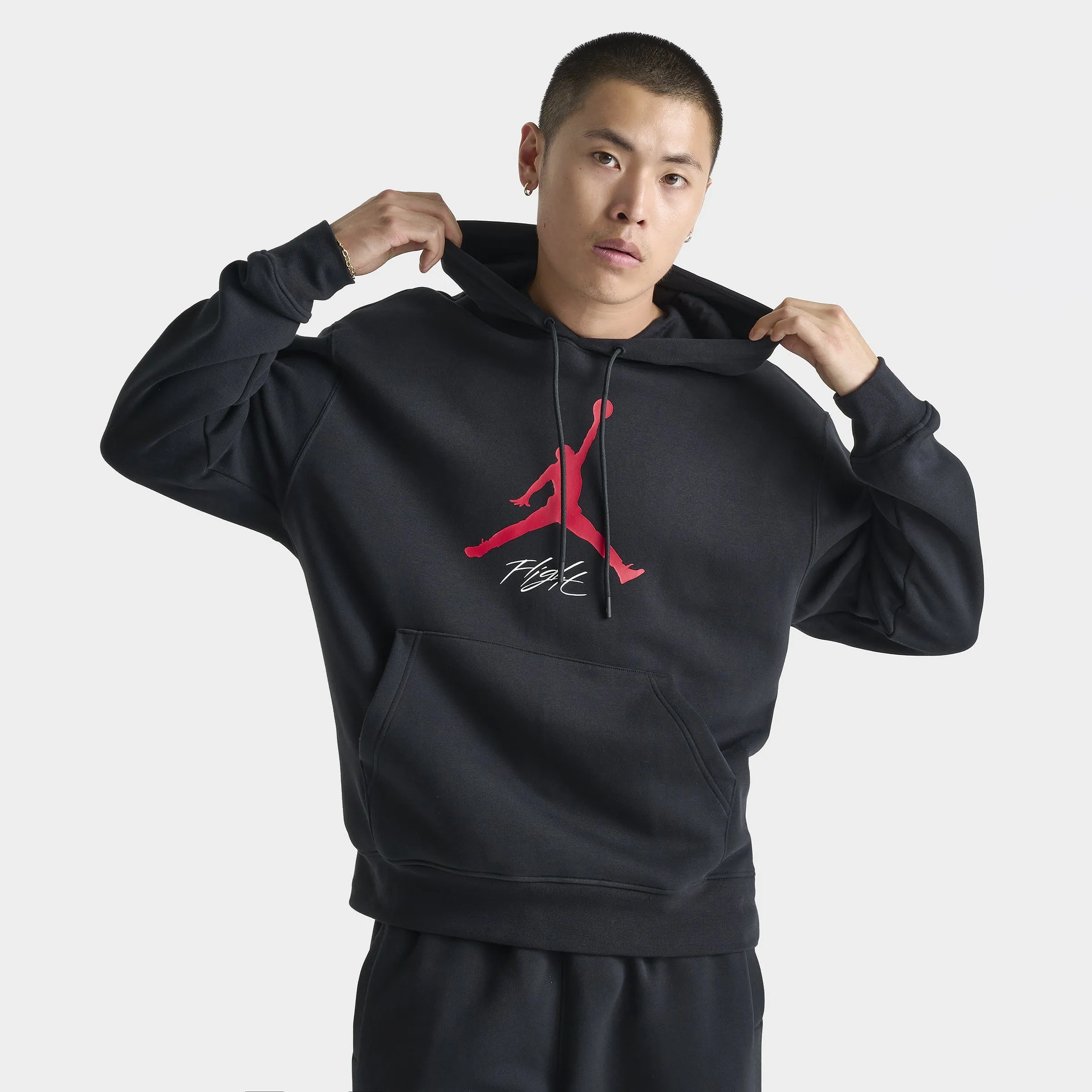 Jordan Essentials Fleece Pullover Hoodie Black / Gym Red sold by JD Sports