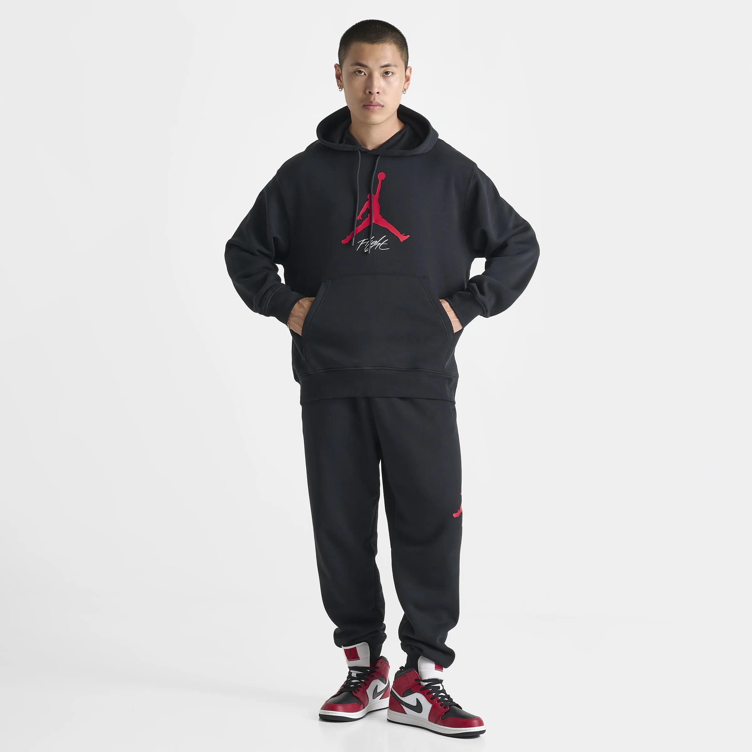 Jordan Essentials Fleece Pullover Hoodie Black / Gym Red sold by JD Sports product image thumbnail 5