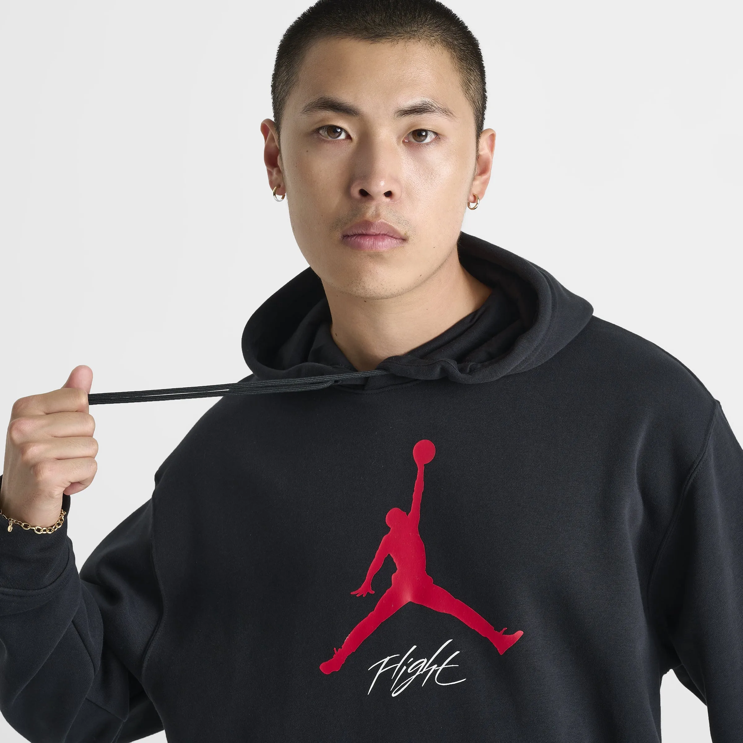 Jordan Essentials Fleece Pullover Hoodie Black / Gym Red sold by JD Sports product image thumbnail 3