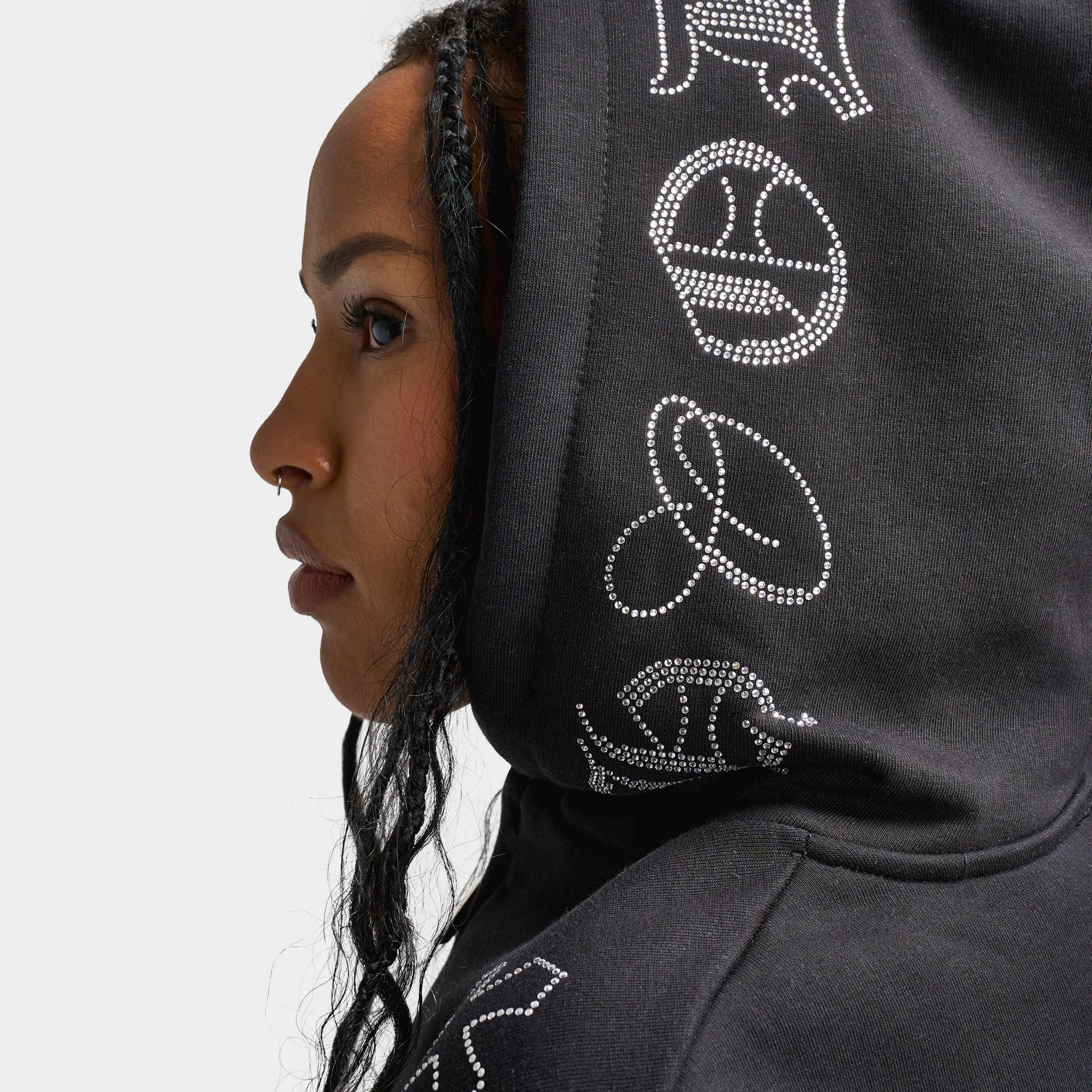 Hoodrich Women's Crystal Full Zip Oversized Hoodie Black