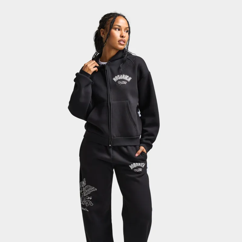 Hoodrich Women's Cherish Mid Length Full Zip Hoodie Black / White - Festival Bloom sold by JD Sports