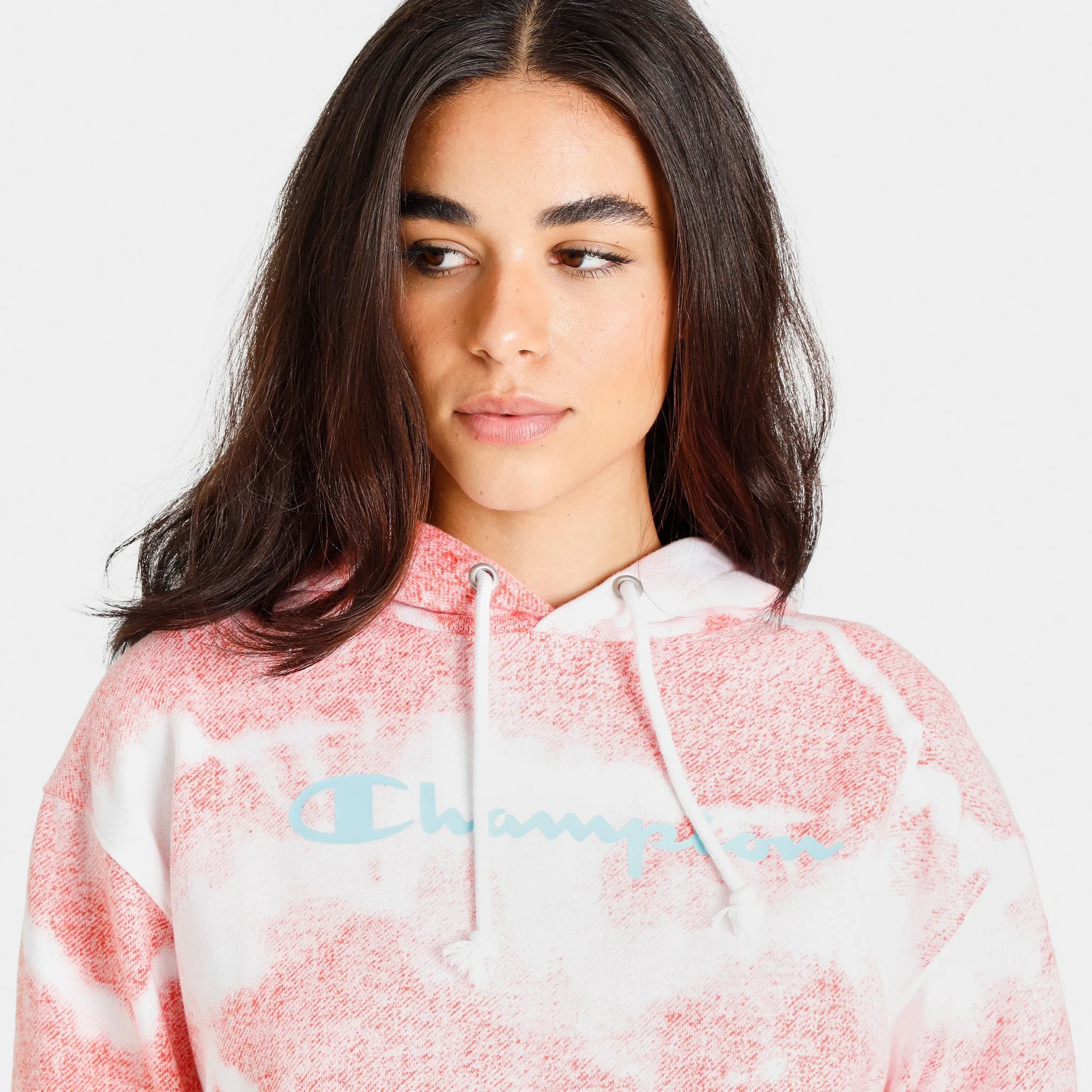 Champion Women’s Reverse Tie-Dye Fleece Pullover Hoodie Tie Dye Overflow White / Poppy Orange sold by JD Sports product image thumbnail 4