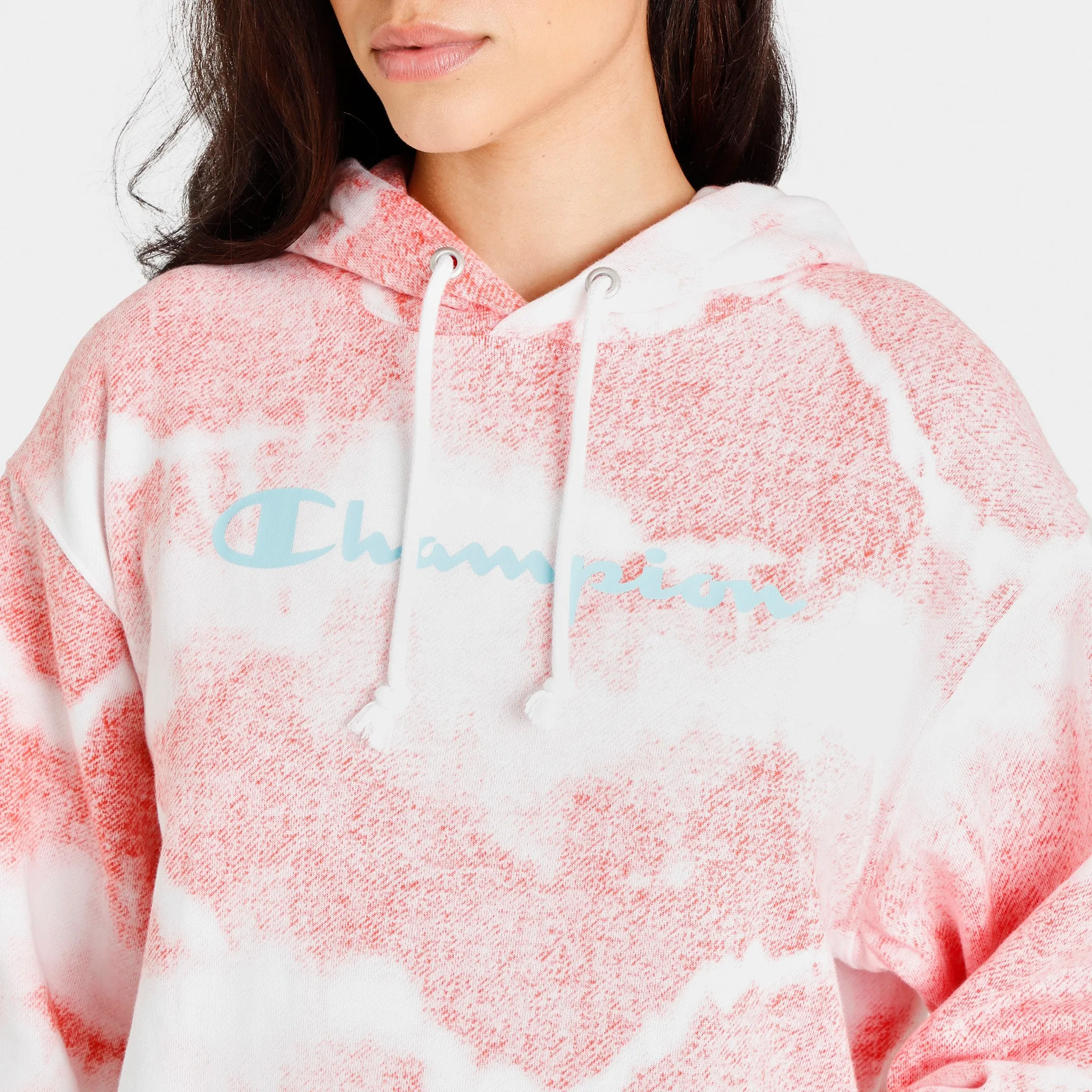 Champion Women’s Reverse Tie-Dye Fleece Pullover Hoodie Tie Dye Overflow White / Poppy Orange sold by JD Sports product image thumbnail 3
