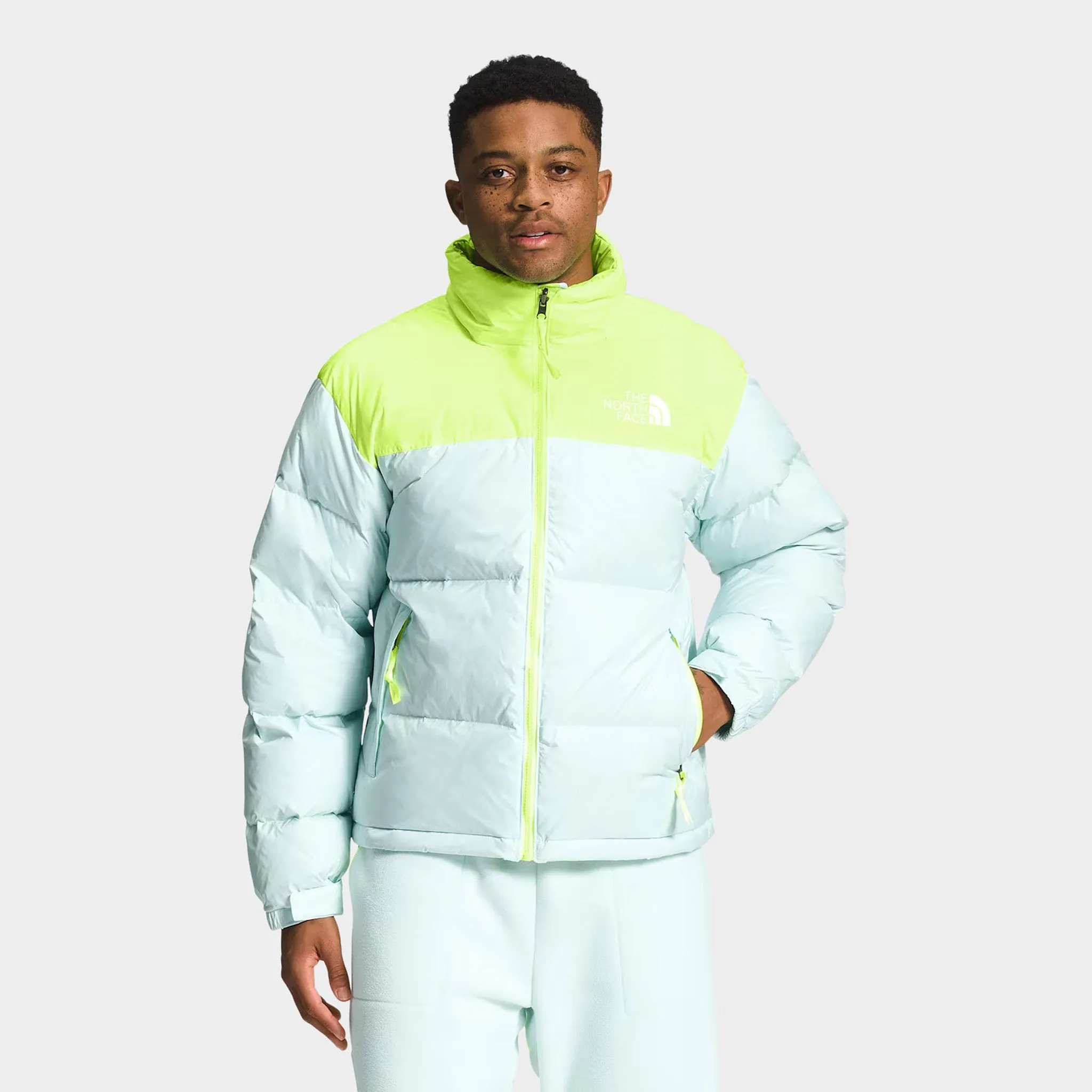The North Face 1996 Retro Nuptse Jacket Skylight Blue / LED Yellow sold by JD Sports