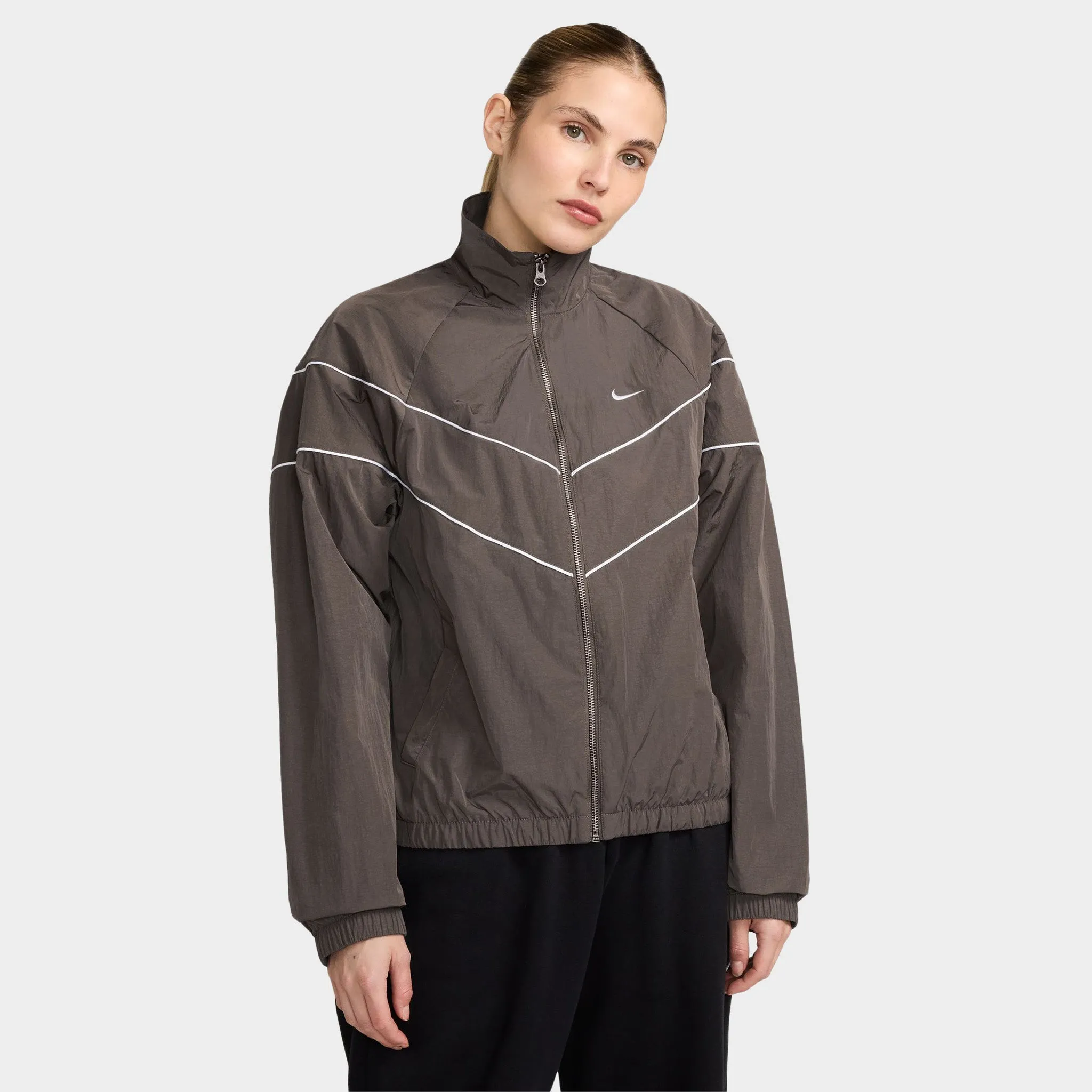 Nike Sportswear Women's Loose UV Woven Full Zip Jacket Ironstone / White sold by JD Sports