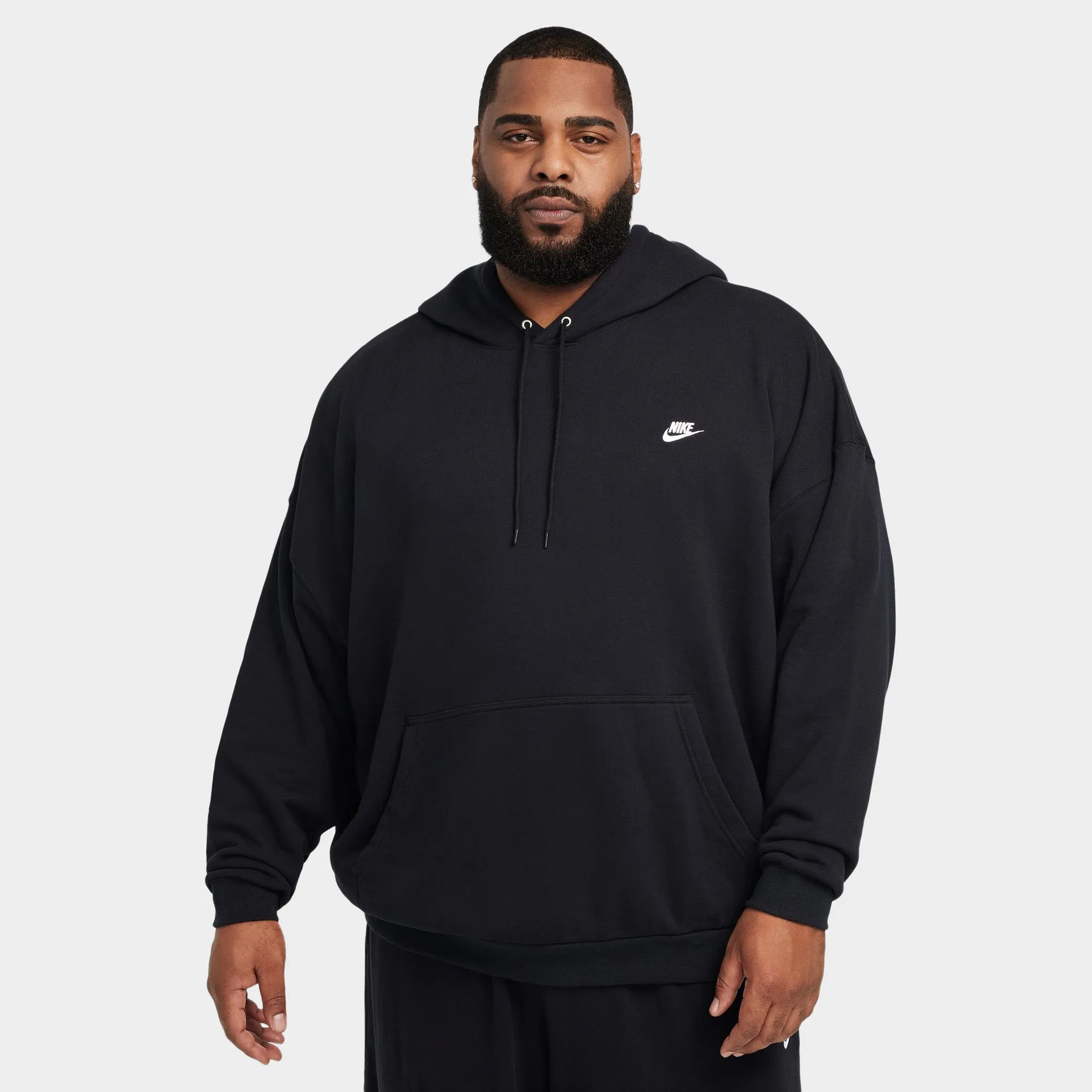 Nike Club Fleece Oversized Pullover Hoodie Black / White sold by JD Sports