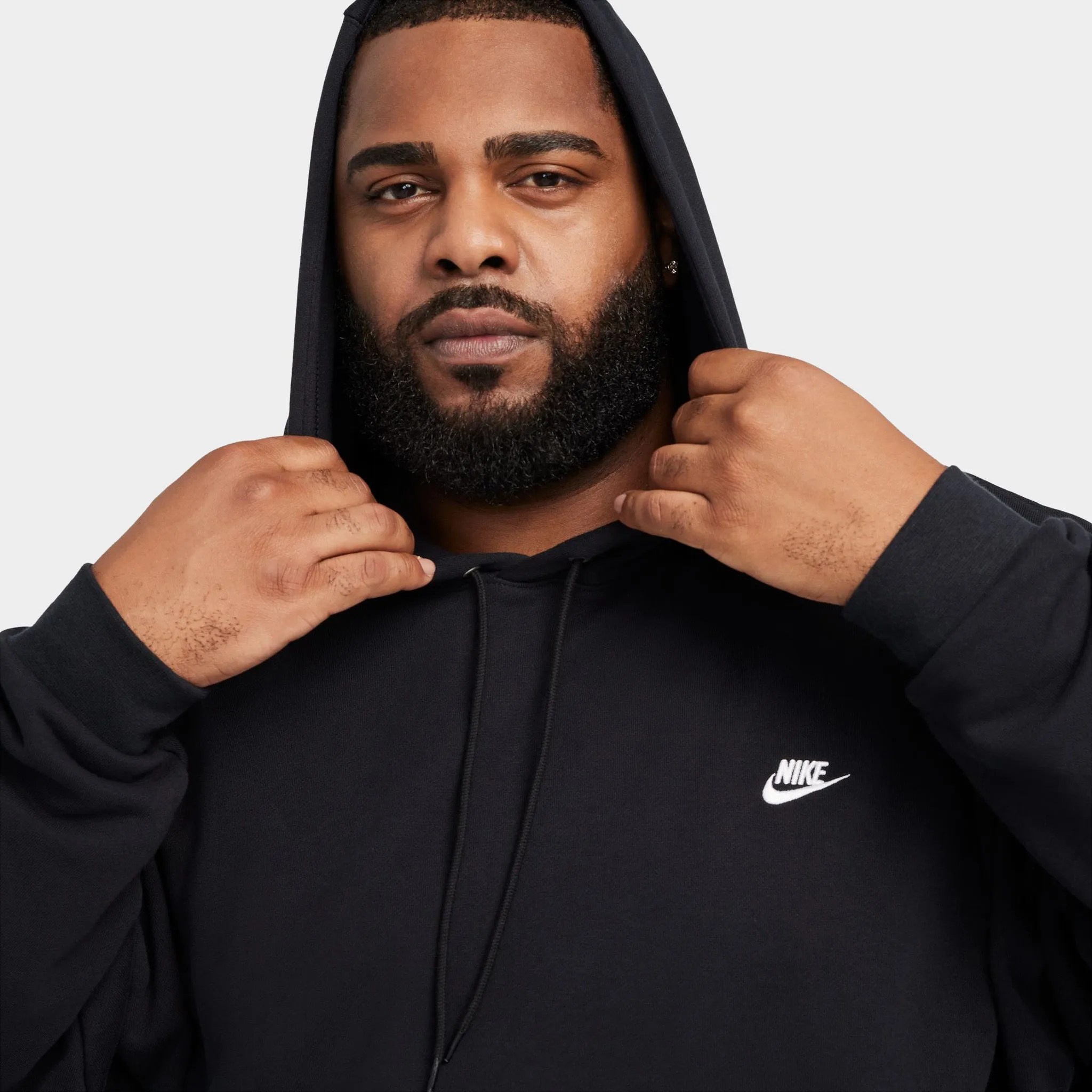 Nike Club Fleece Oversized Pullover Hoodie Black / White sold by JD Sports product image thumbnail 3