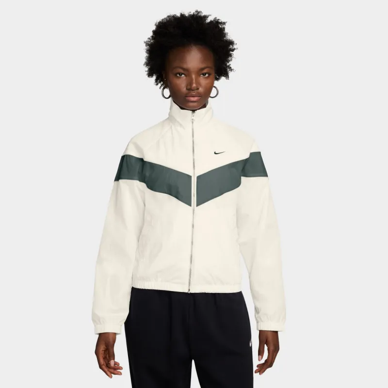 Nike Windrunner Women's Loose UV Woven Full Zip Jacket Sail / Vintage Green sold by JD Sports
