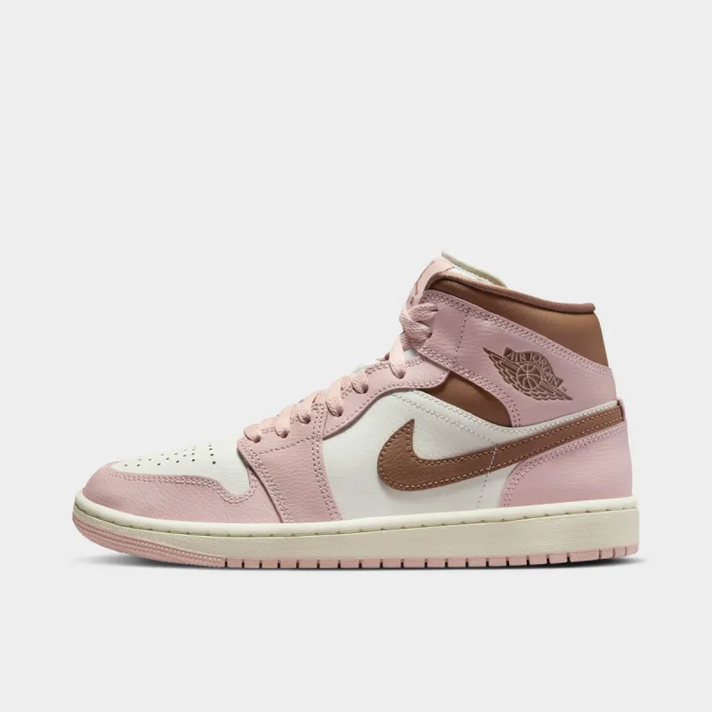 Jordan Women's 1 Mid Pink Oxford / Archaeo Brown - Sail sold by JD Sports