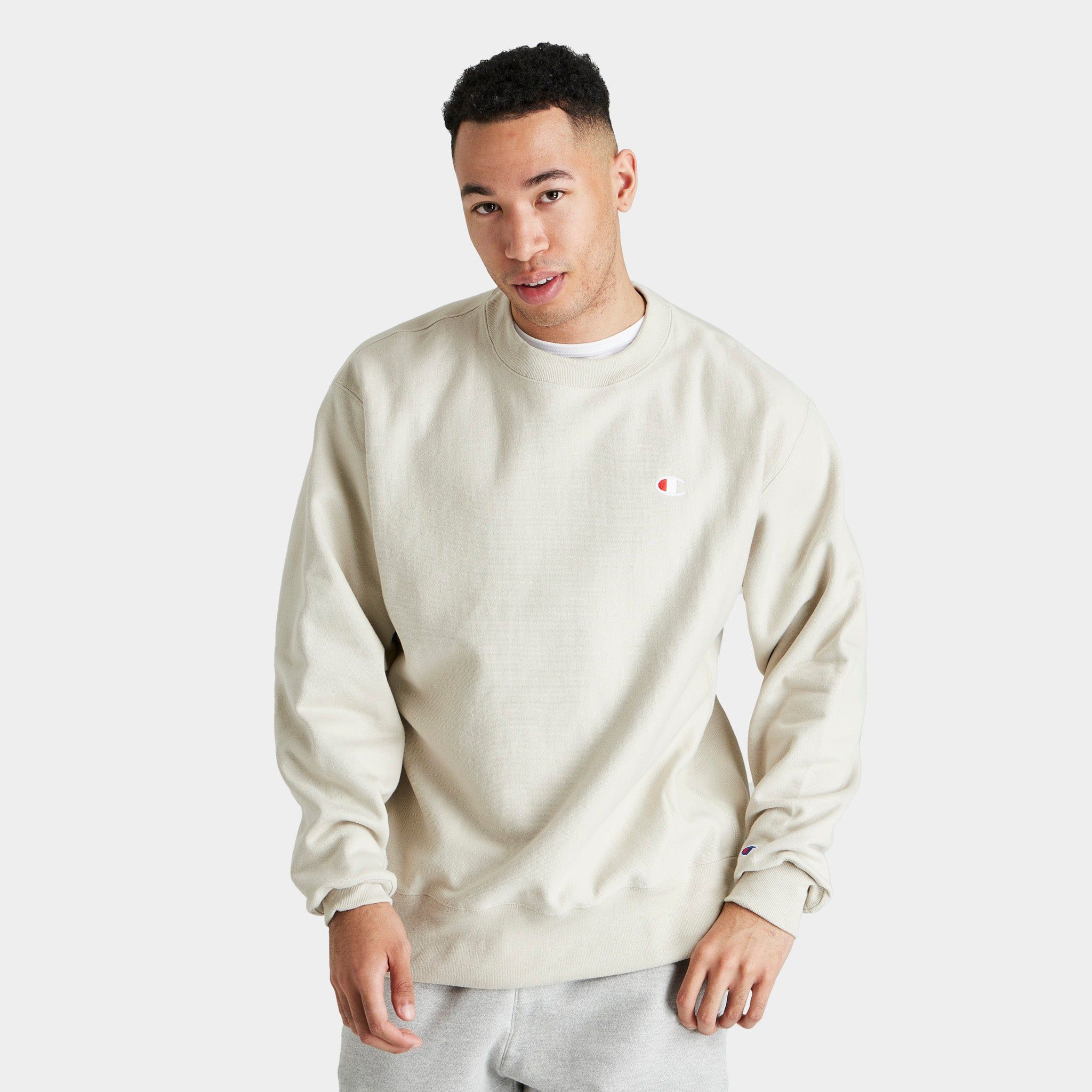 Champion Reverse Weave Crewneck / Pebblestone sold by JD Sports