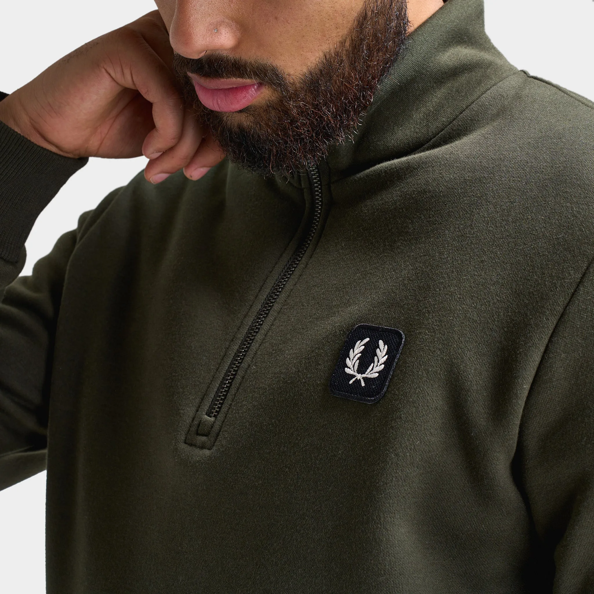 Fred Perry Badge Half Zip Sweatshirt / Hunting Green sold by JD Sports product image thumbnail 4