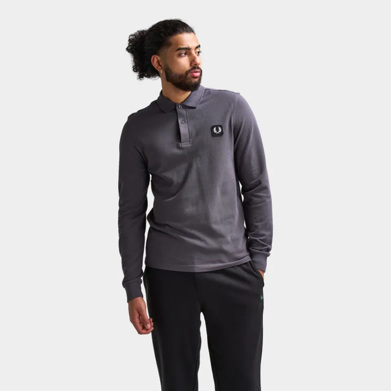 Fred Perry Badge Long Sleeve Polo / Gunmetal sold by JD Sports