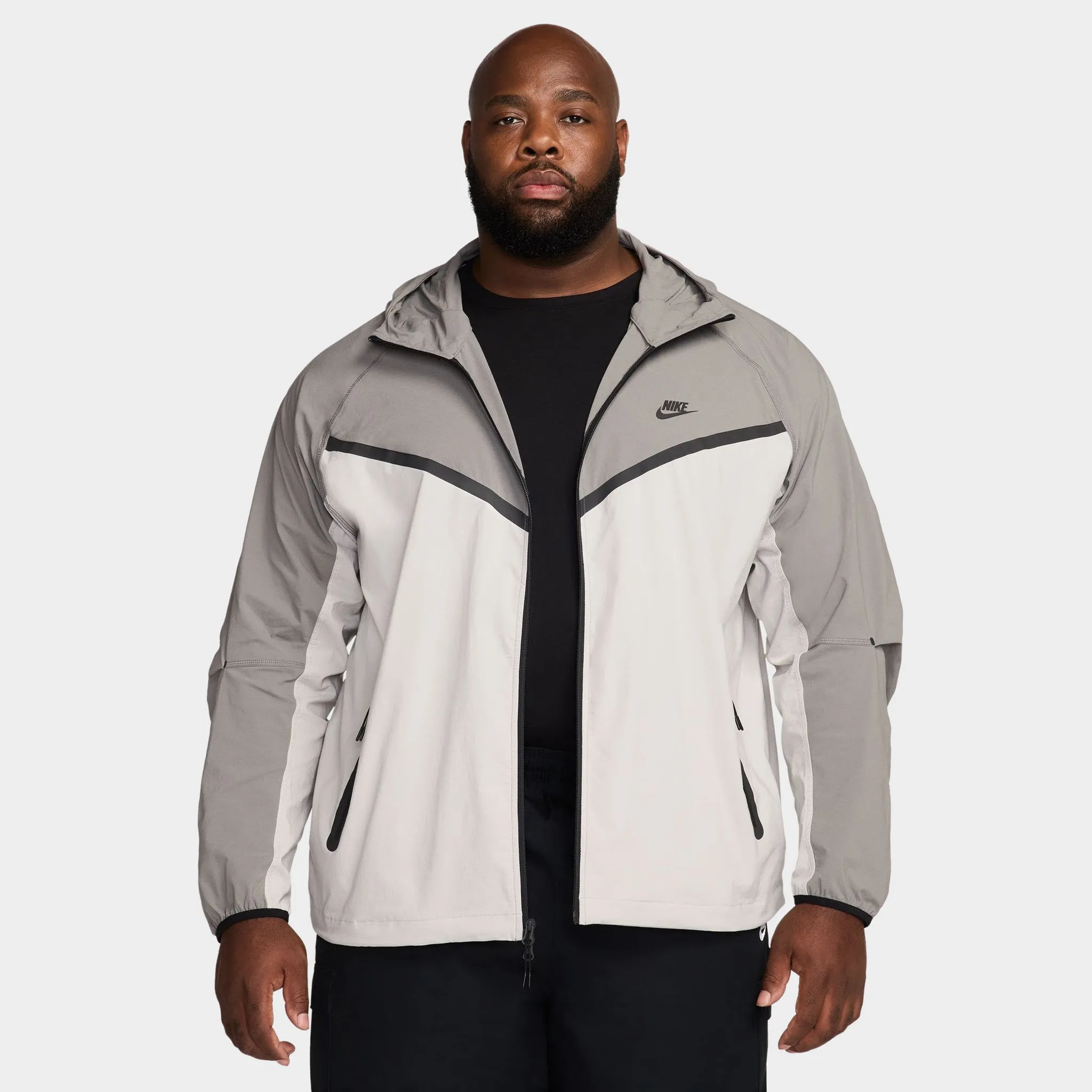 Nike Sportswear Tech Full-Zip Woven Windrunner Jacket Lt Iron Ore / Flat Pewter - Black sold by JD Sports