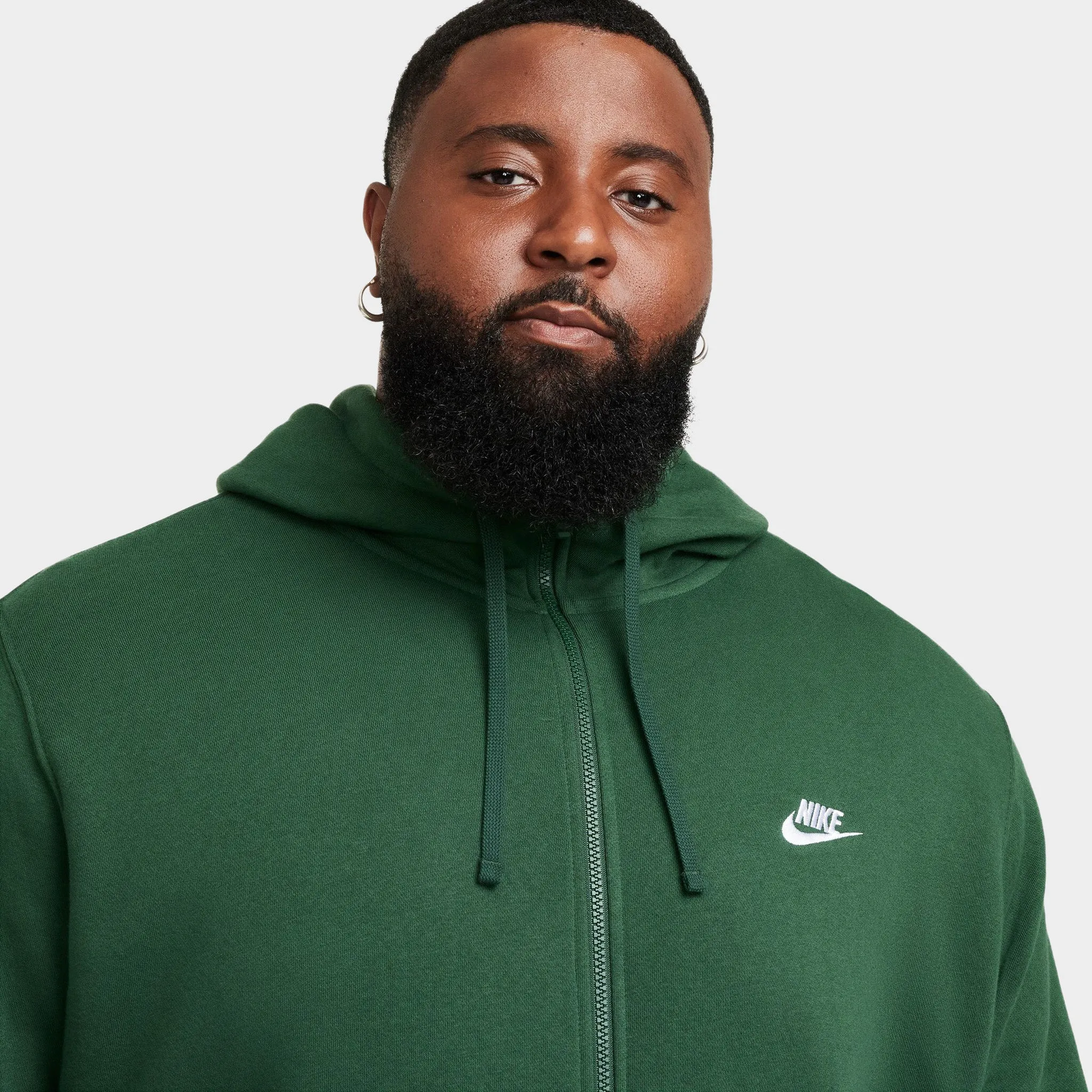 Nike Sportswear Club Fleece Full-Zip Hoodie Fir / Fir - White sold by JD Sports product image thumbnail 3