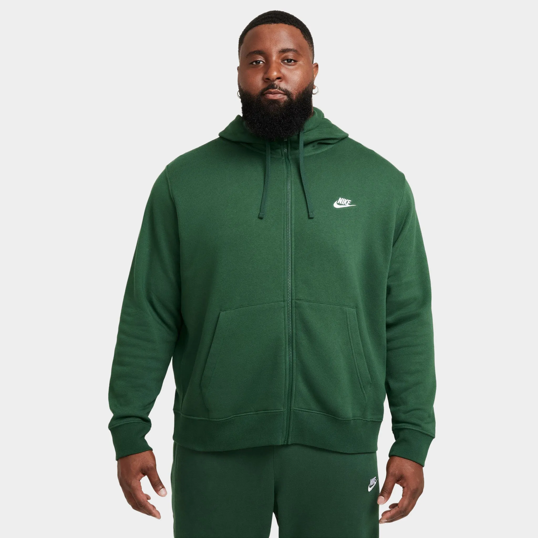 Nike Sportswear Club Fleece Full-Zip Hoodie Fir / Fir - White sold by JD Sports