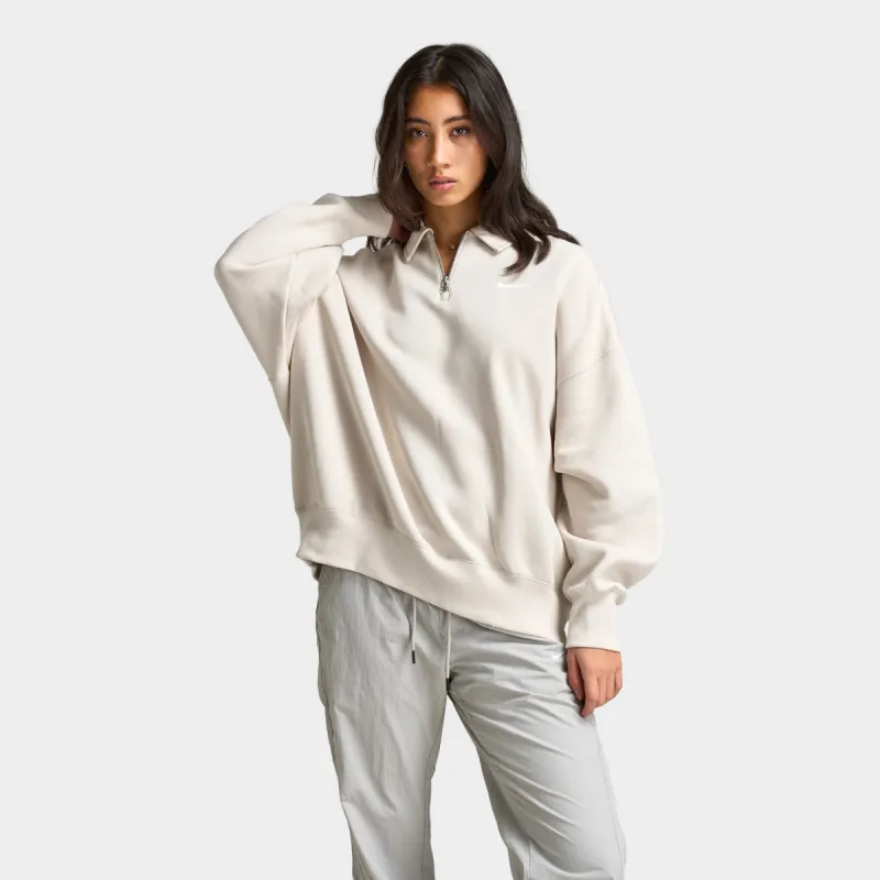 Nike Women's Sportswear Phoenix Fleece Oversized Quarter Zip Polo Light Orewood Brown / Sail sold by JD Sports