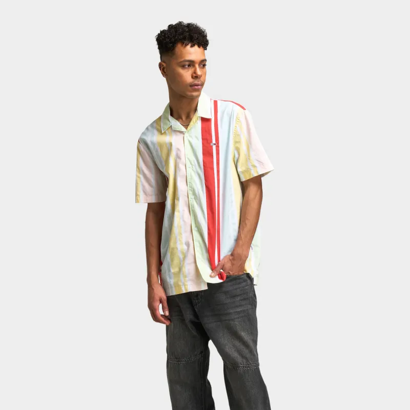 Tommy Hilfiger TJM RLX SS Stripe Camp Shirt Burnt Vermillion / Multistripe sold by JD Sports