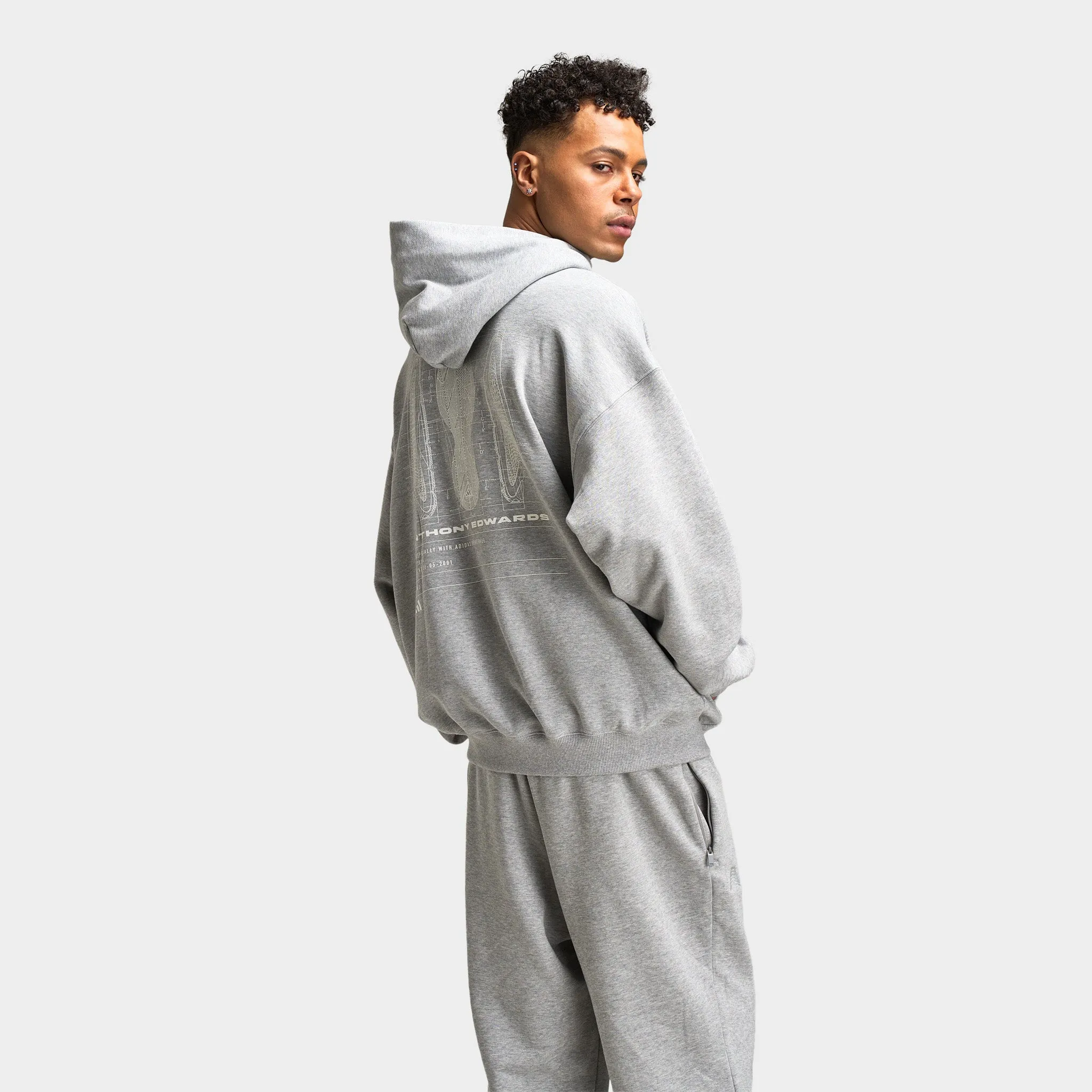 adidas Anthony Edwards GFX Hoodie / Medium Heather Grey sold by JD Sports product image thumbnail 2