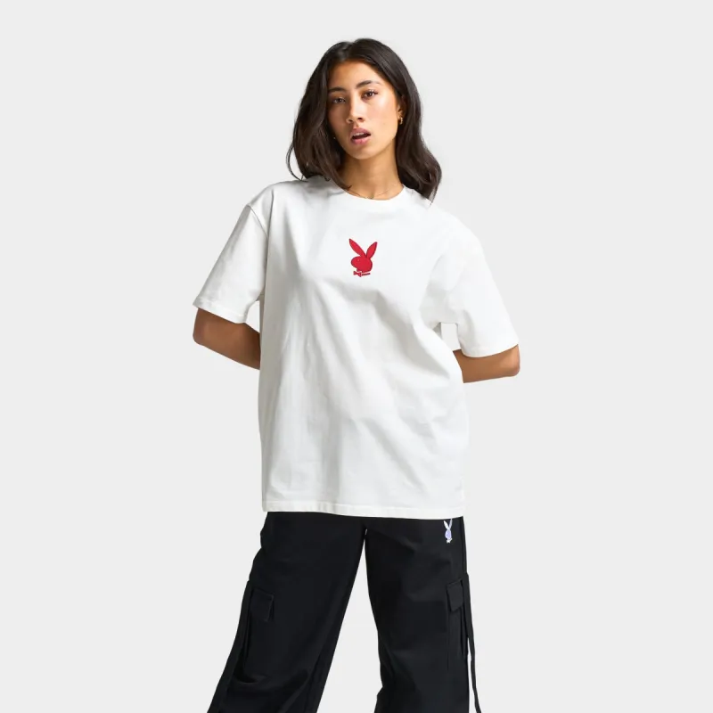 Playboy Women's Script Graphic T-Shirt / Off White made by JD Sports
