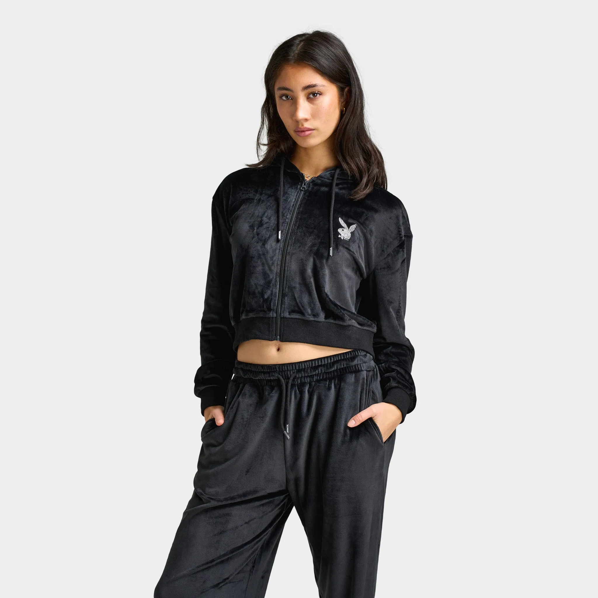 Playboy Women's Script Velour Hoodie / Black sold by JD Sports