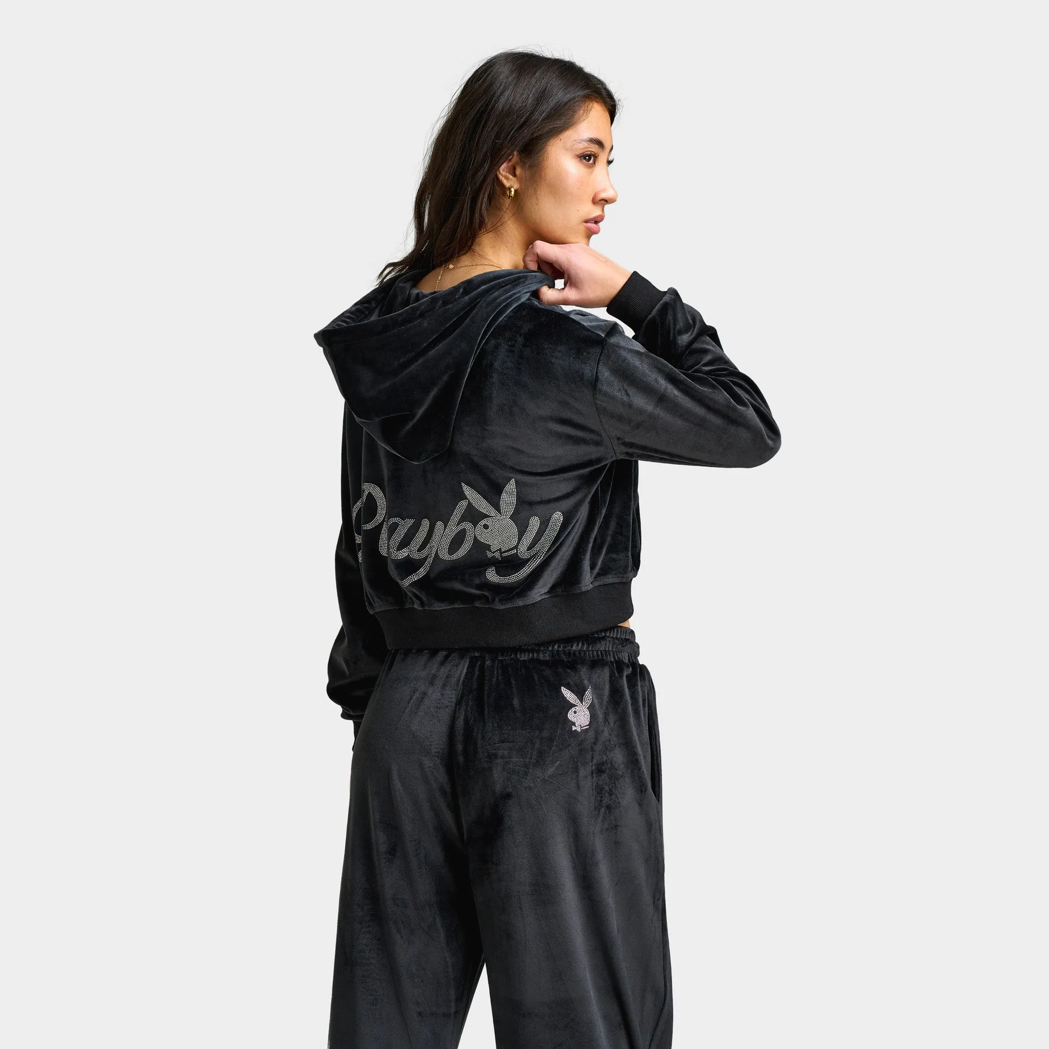 Playboy Women's Script Velour Hoodie / Black sold by JD Sports product image thumbnail 2