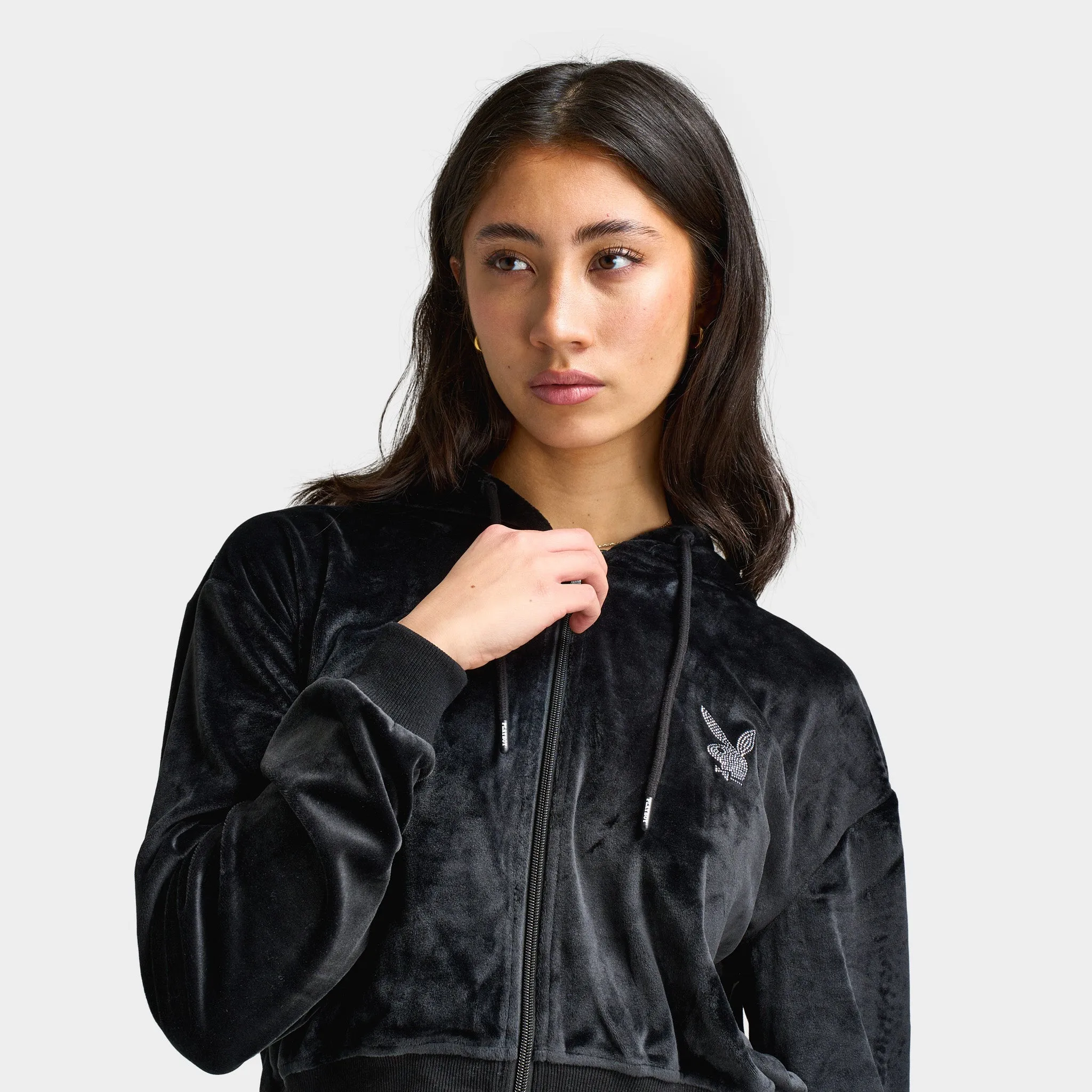 Playboy Women's Script Velour Hoodie / Black sold by JD Sports product image thumbnail 3