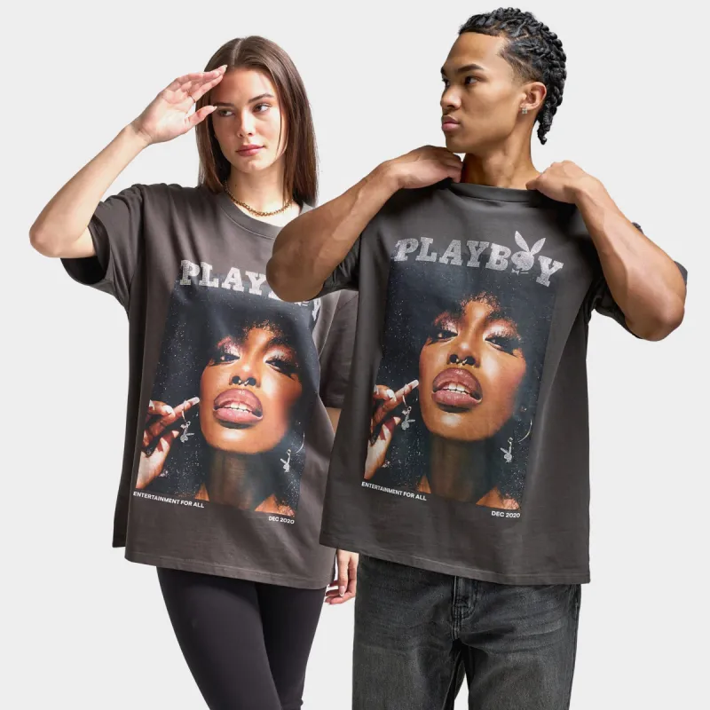 Playboy Diamonte Covers Oversized Graphic T-Shirt / Washed Black sold by JD Sports