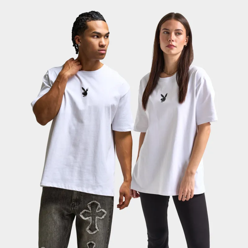 Playboy Women's Lips Diamonte Graphic T-Shirt / White sold by JD Sports