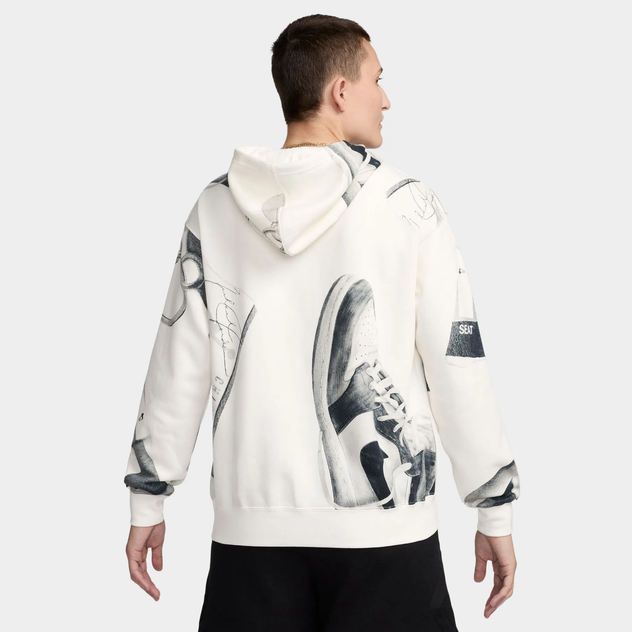 Jordan Women's Brooklyn All Over Print Hoodie Sail / Black sold by JD Sports product image thumbnail 2