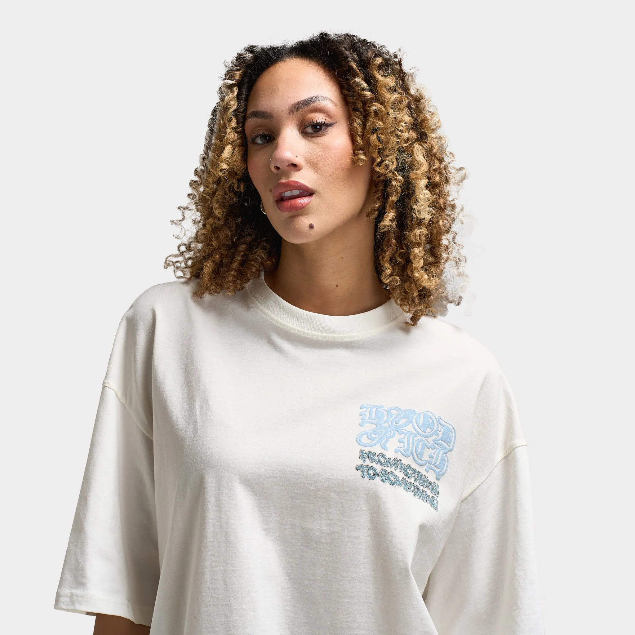 Hoodrich Women's Jewel Oversized Tee Blanc De Blanc / Clear Sky sold by JD Sports product image thumbnail 3